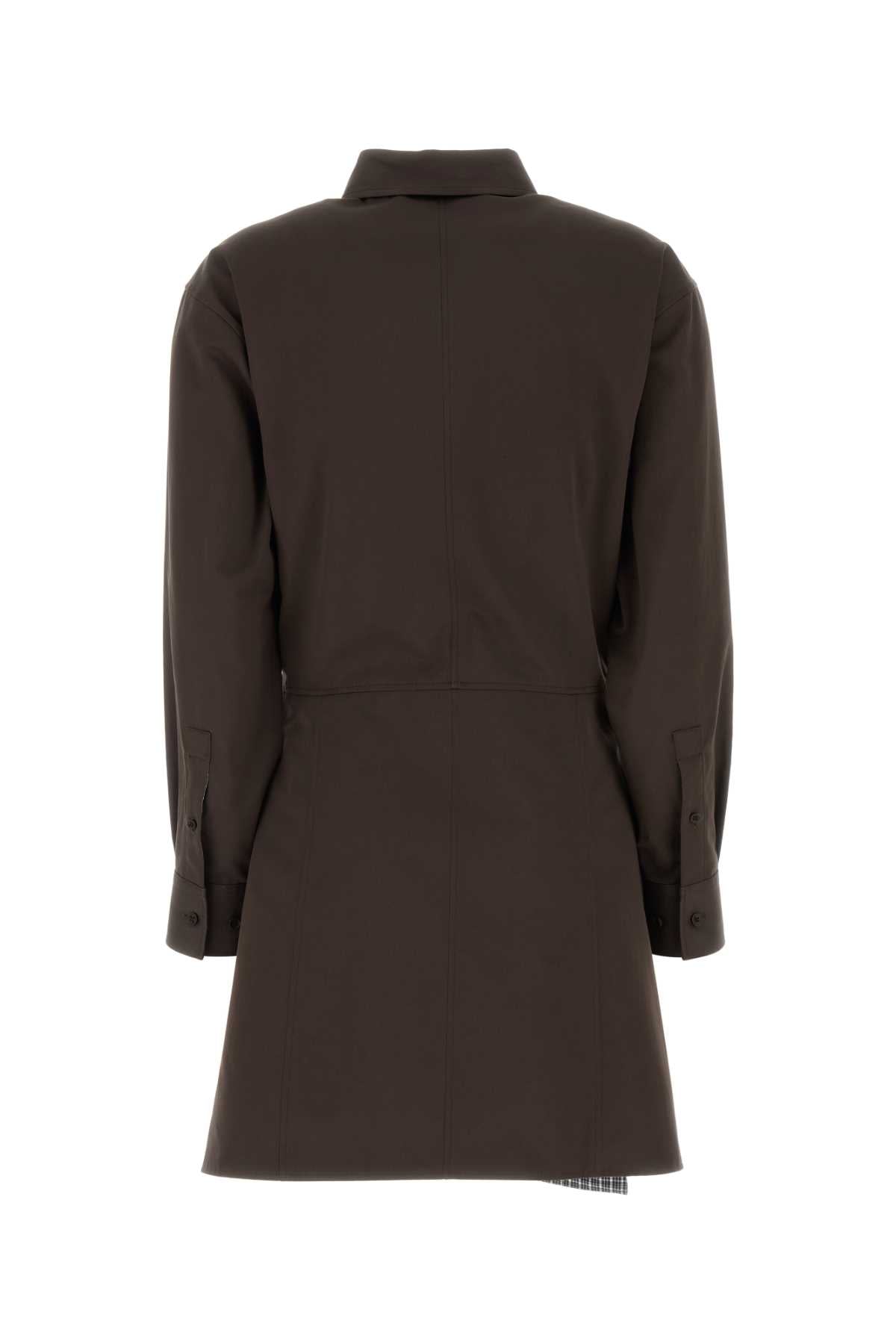 Loewe Women Chocolate Gabardine Mini Dress LOEWE