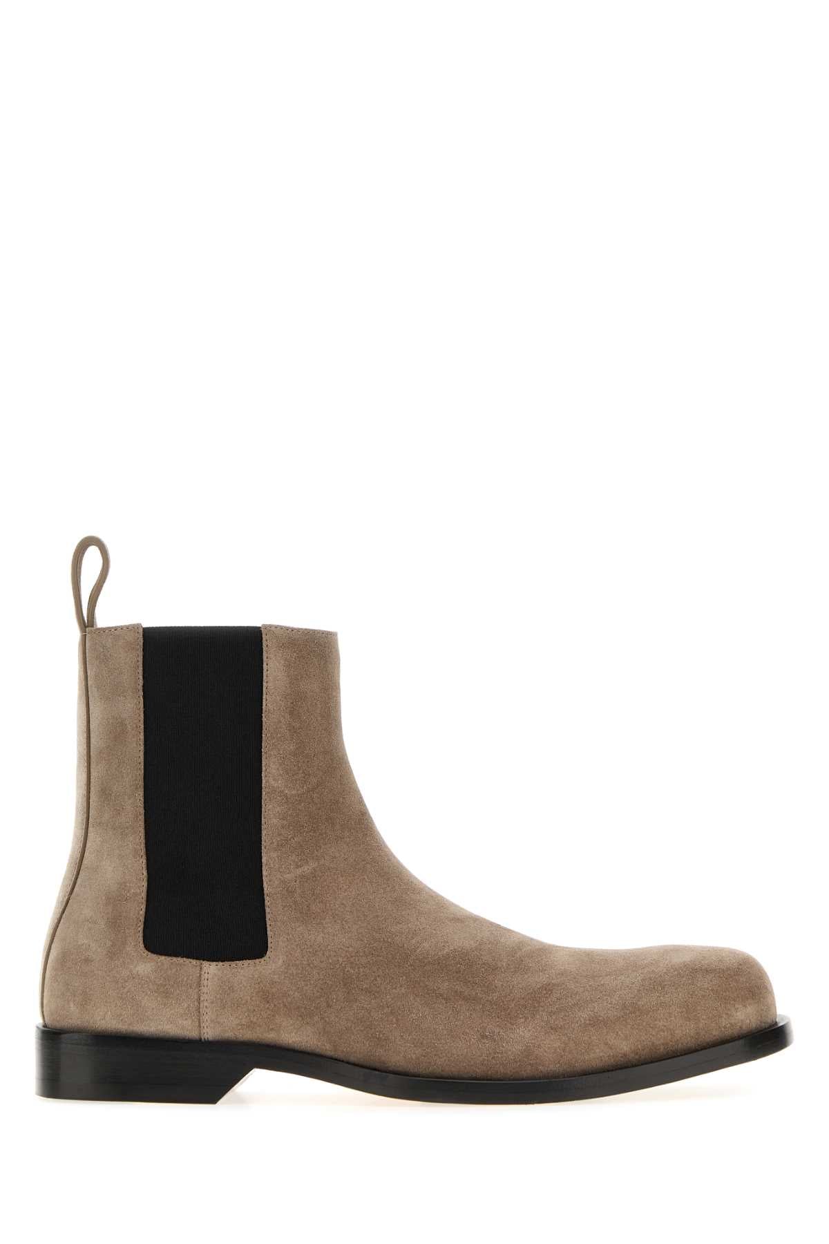 Loewe Men Dove Grey Suede Bobine Chelsea  Ankle Boots LOEWE