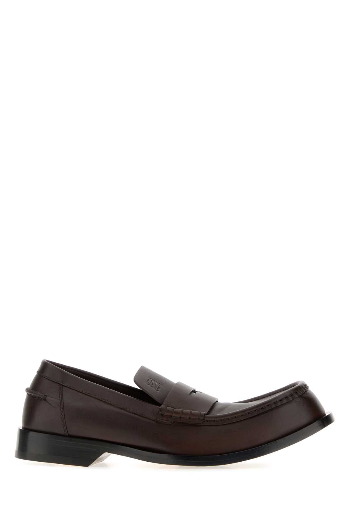 Loewe Men Dark Brown Leather Bobine Loafers LOEWE