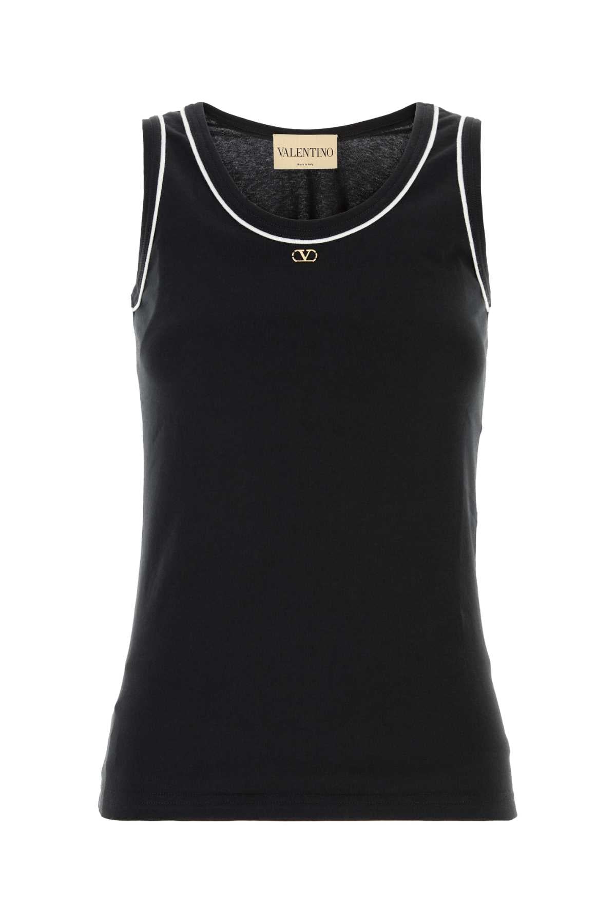 Valentino Garavani Women Black Cotton Tank Top VALENTINO GARAVANI