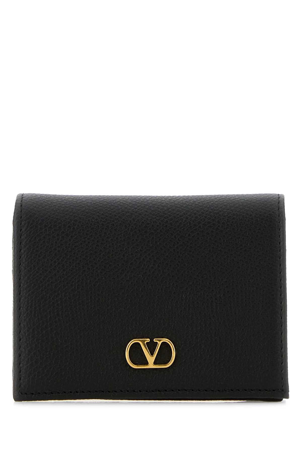 Valentino Garavani Women Black Leather Vlogo Wallet VALENTINO GARAVANI