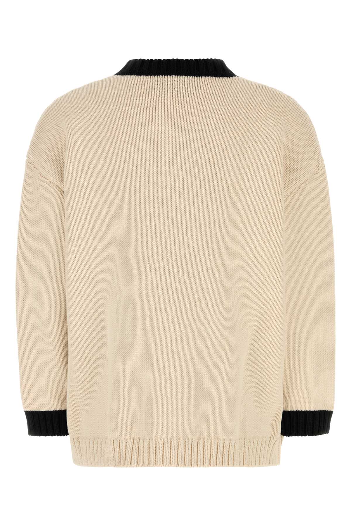 Valentino Garavani Women Sand Cotton Blend Cardigan VALENTINO GARAVANI