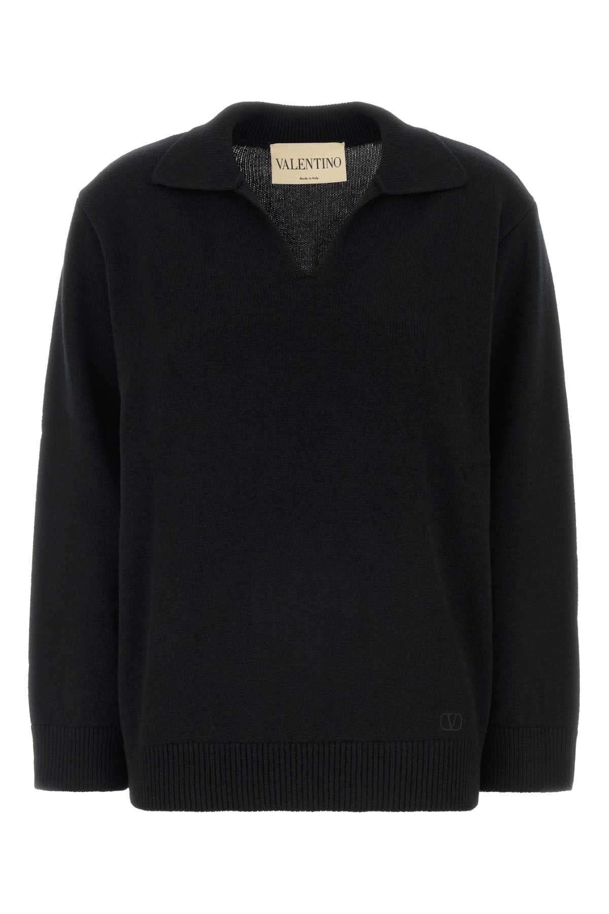 Valentino Garavani Women Black Cashmere Polo Shirt VALENTINO GARAVANI