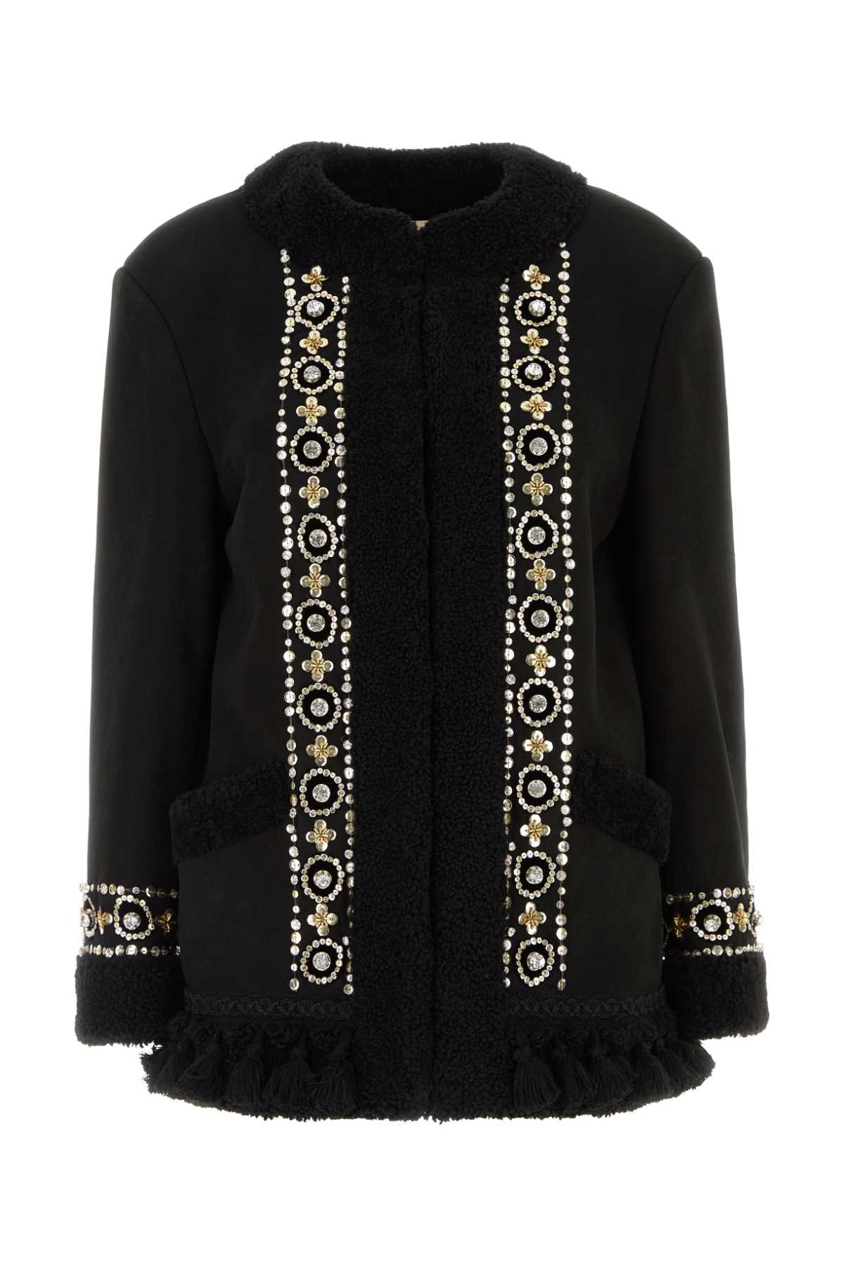 Valentino Garavani Women Black Shearling Jacket VALENTINO GARAVANI