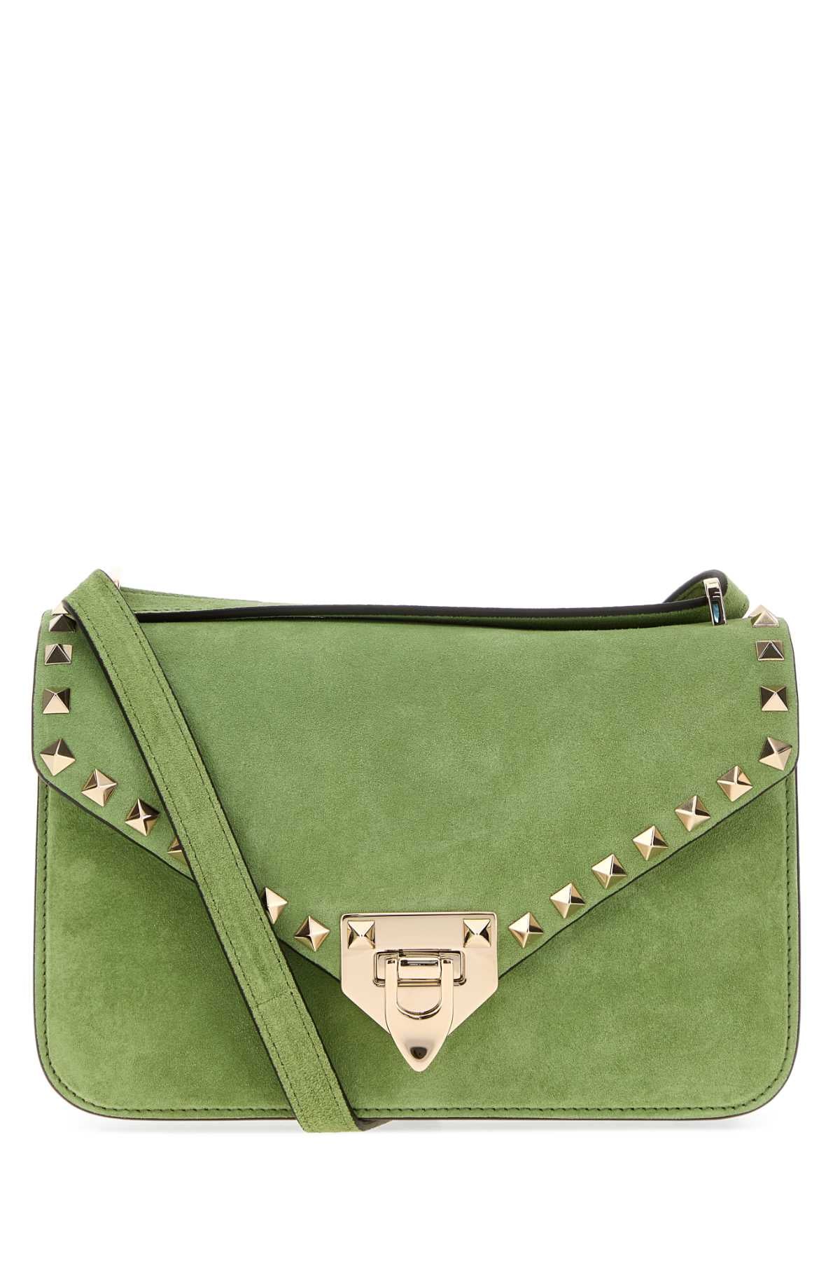 Valentino Garavani Women Green Suede Rockstud Crossbody Bag VALENTINO GARAVANI