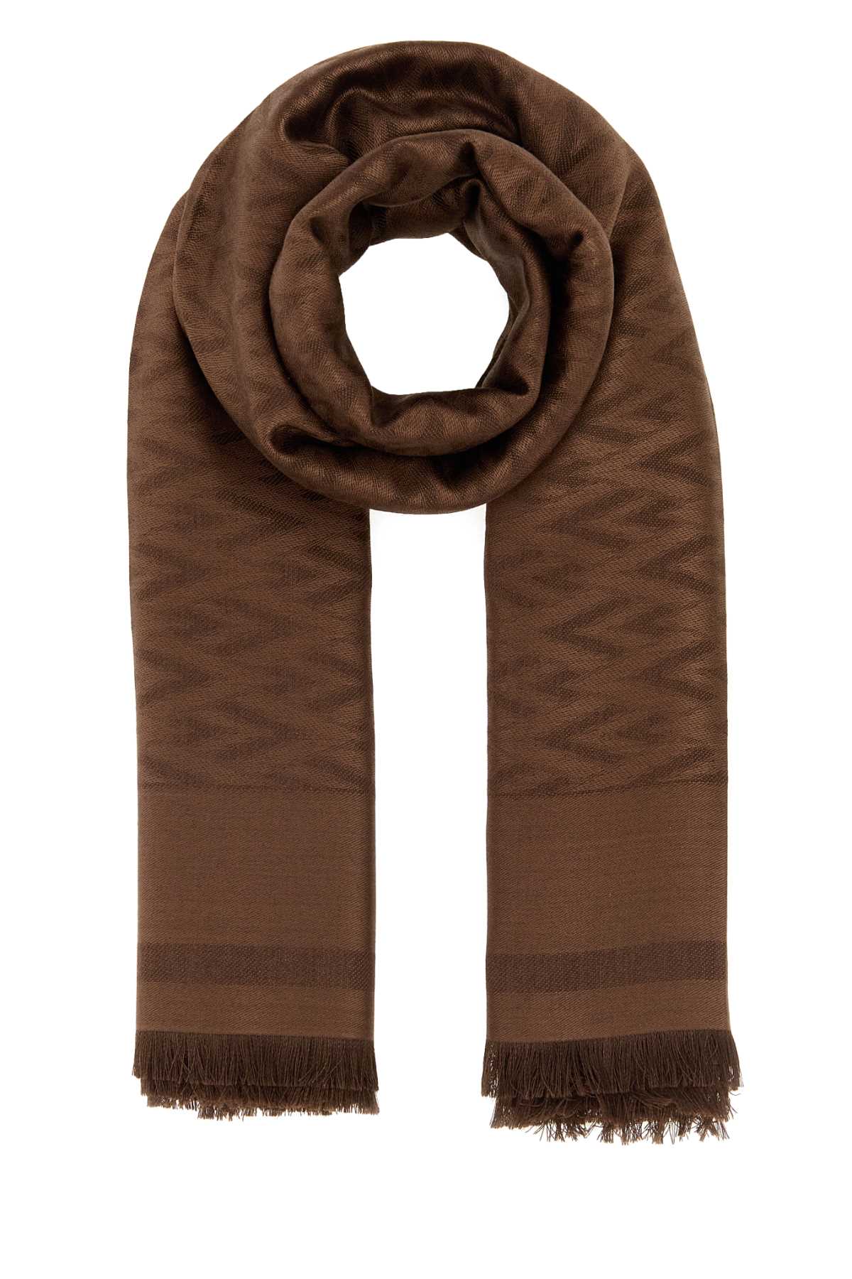 Valentino Garavani Women Brown Silk Blend Toute La V Scarf VALENTINO GARAVANI