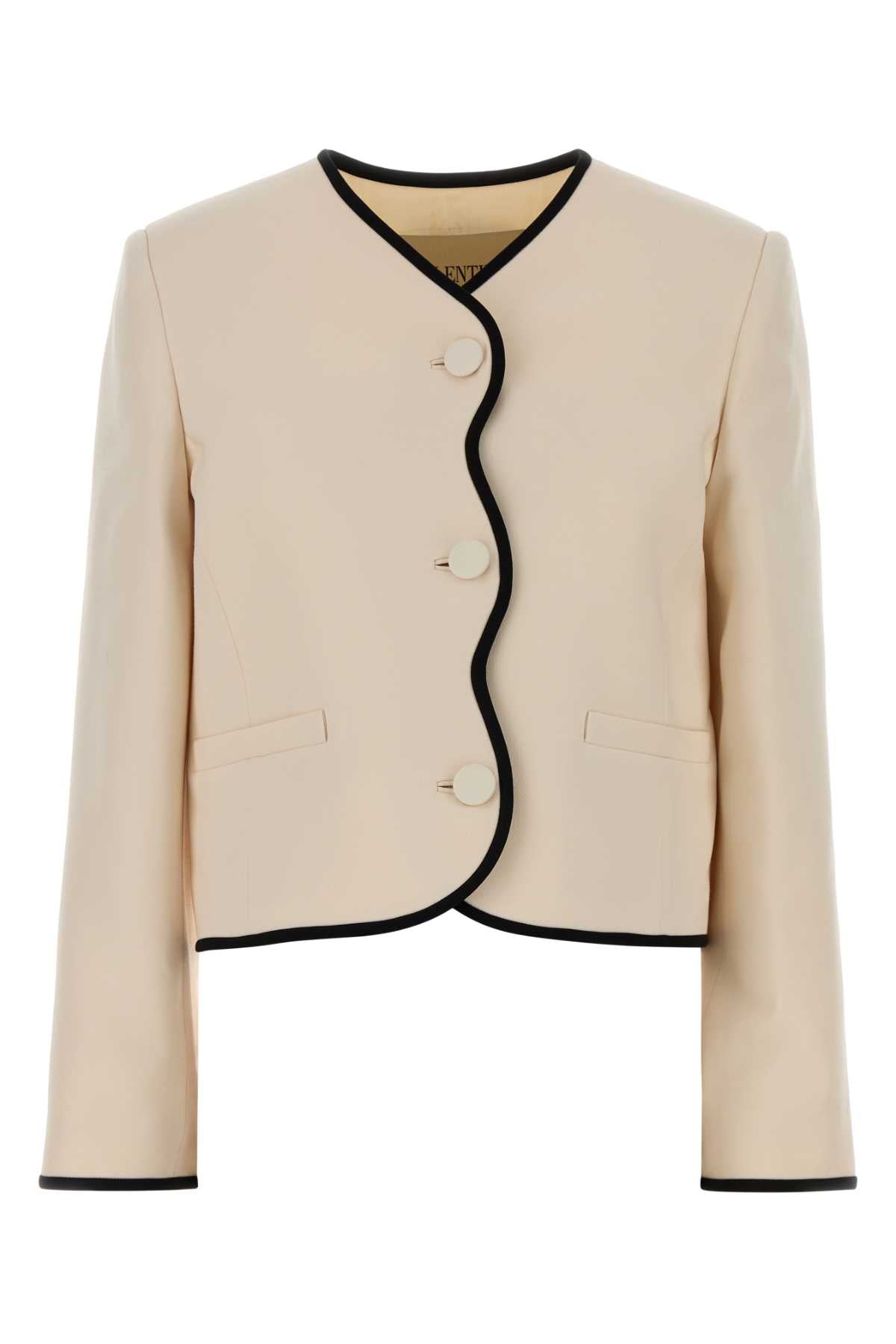 Valentino Garavani Women Cream Wool Blend Jacket VALENTINO GARAVANI