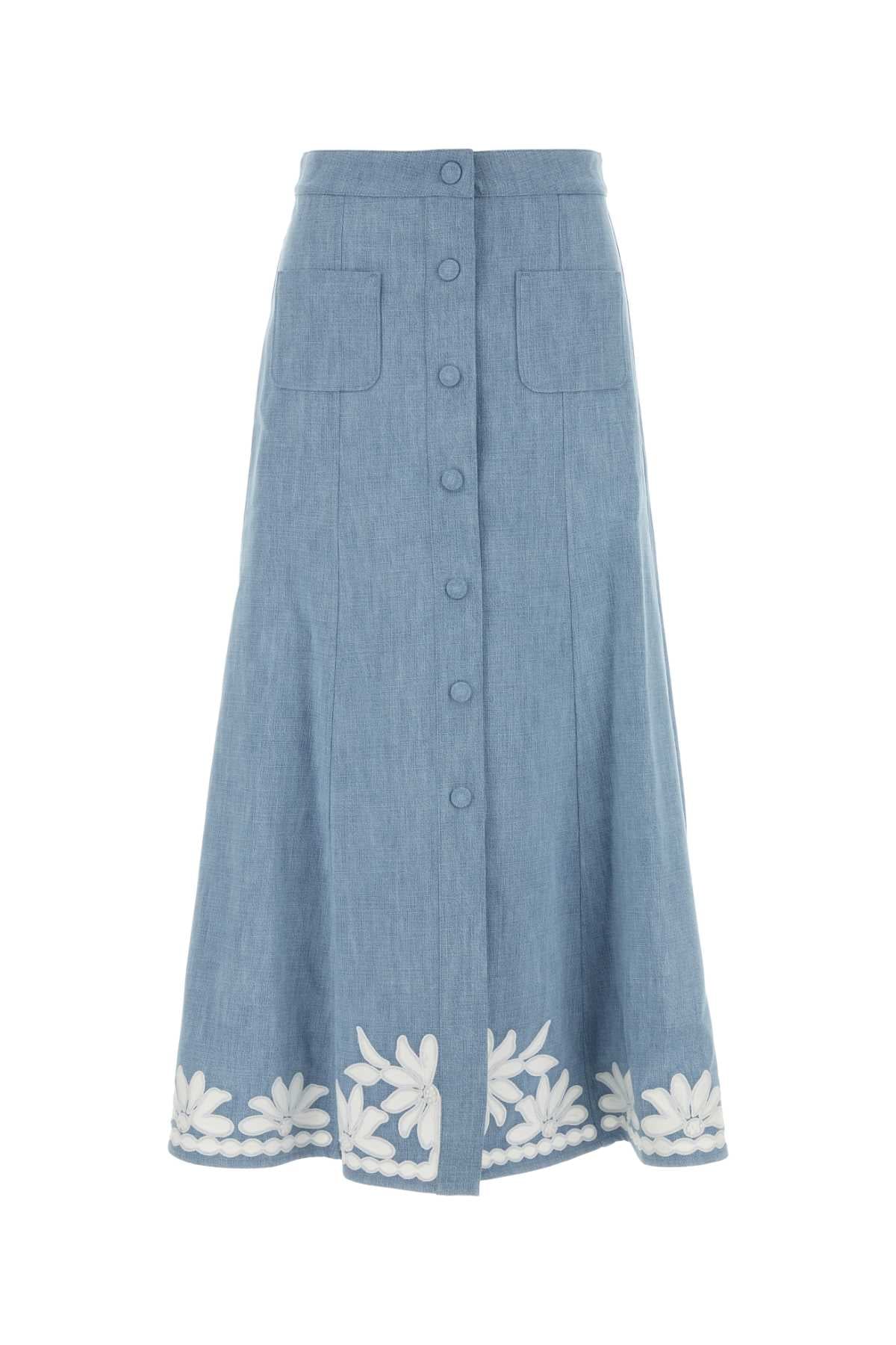 Valentino Garavani Women Light Blue Chambray Skirt VALENTINO GARAVANI