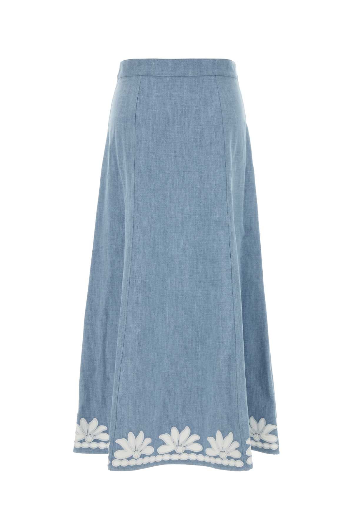 Valentino Garavani Women Light Blue Chambray Skirt VALENTINO GARAVANI