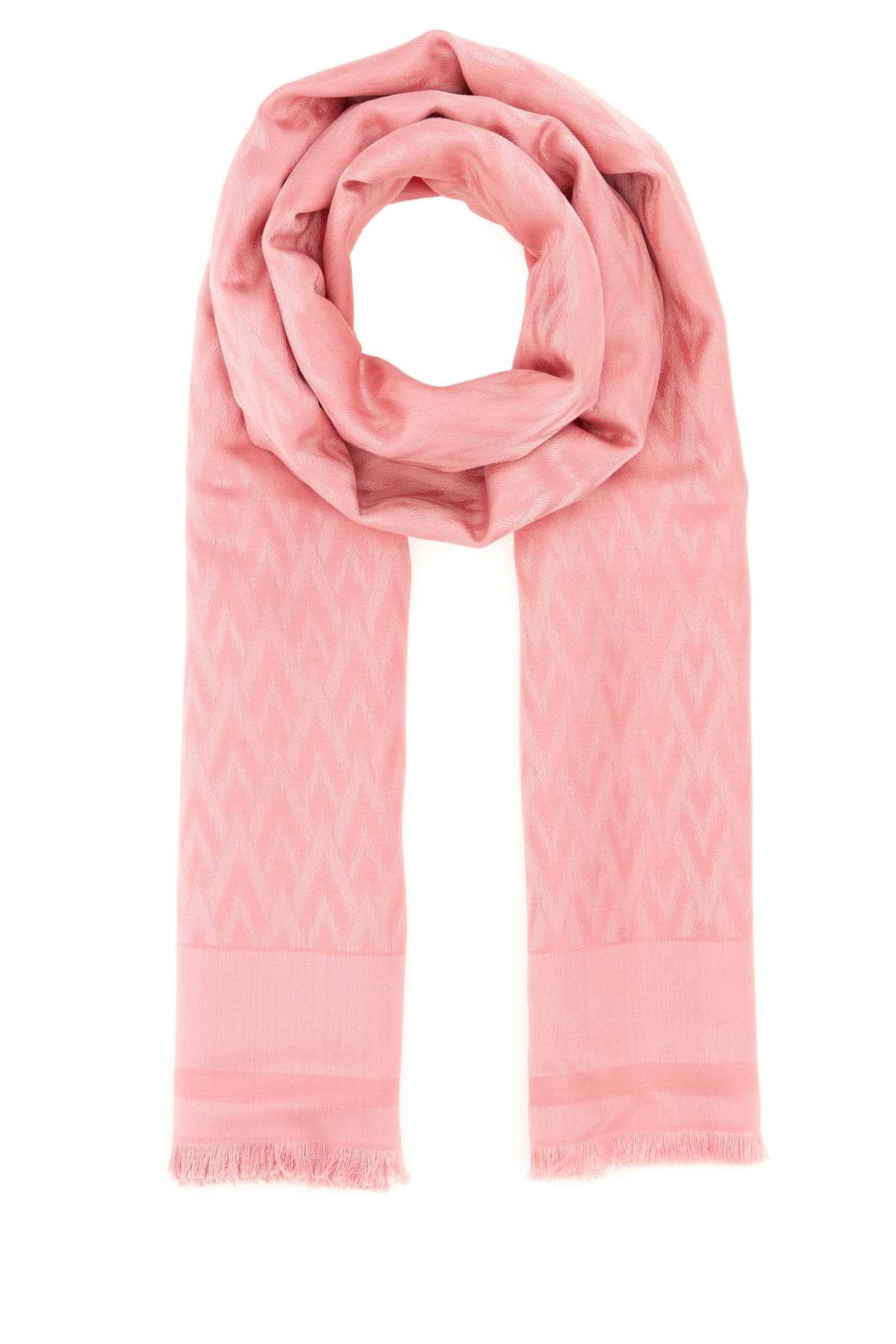 Valentino Garavani Women Pink Silk Blend Toute La V Scarf