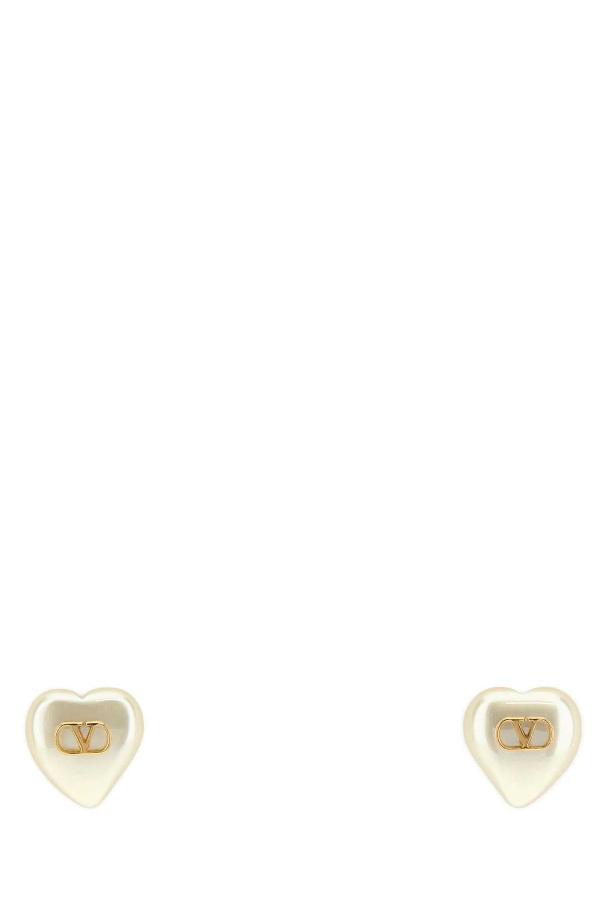 Valentino Garavani Women White Metal Coeur Royal Earrings VALENTINO GARAVANI