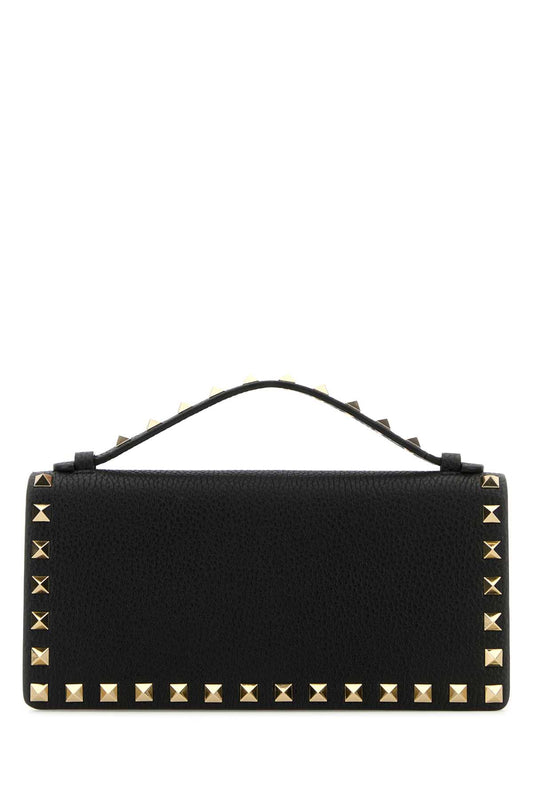 Valentino Garavani Women Black Leather Rockstud Handbag VALENTINO GARAVANI