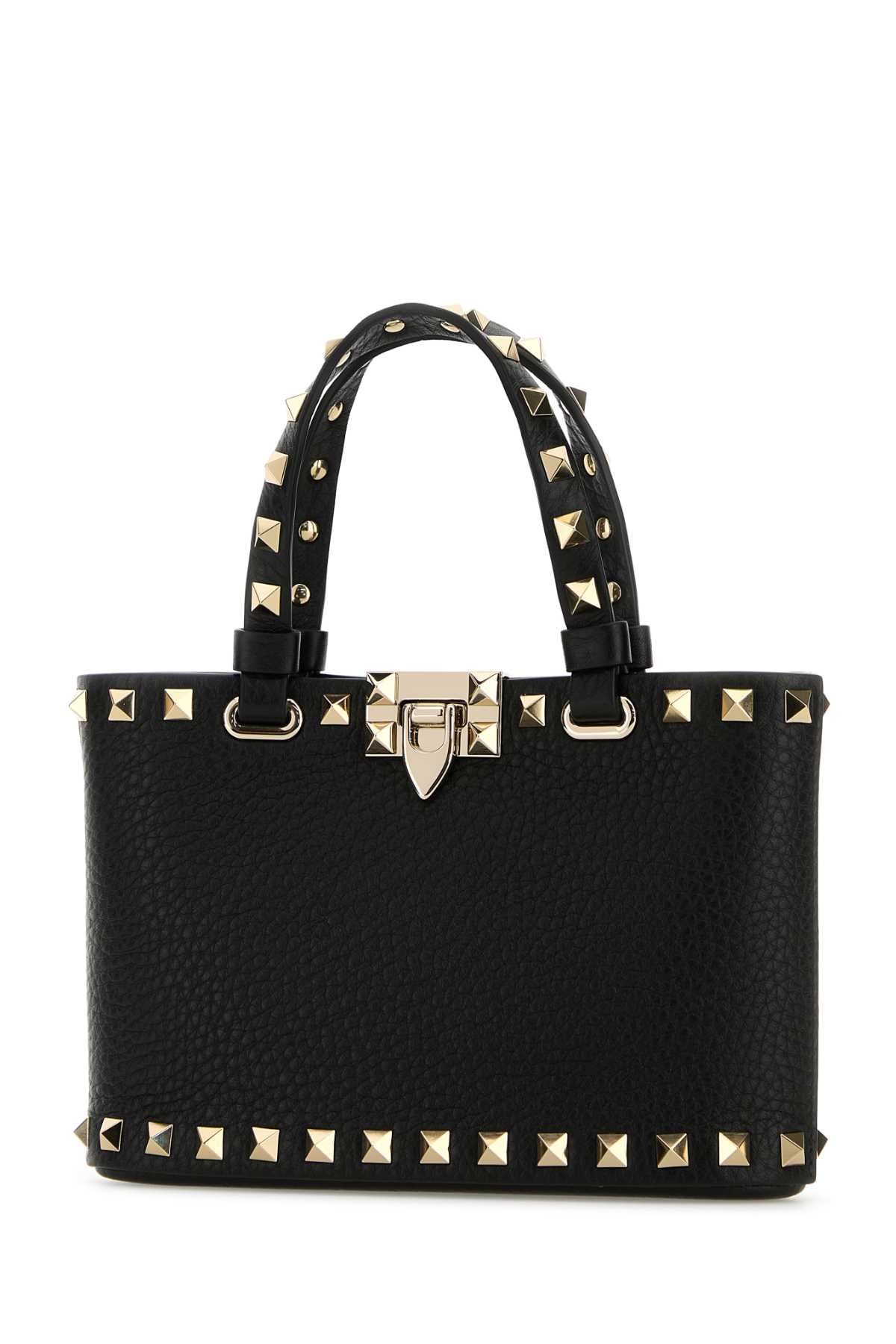 Valentino Garavani Women Black Leather Rockstud Handbag VALENTINO GARAVANI