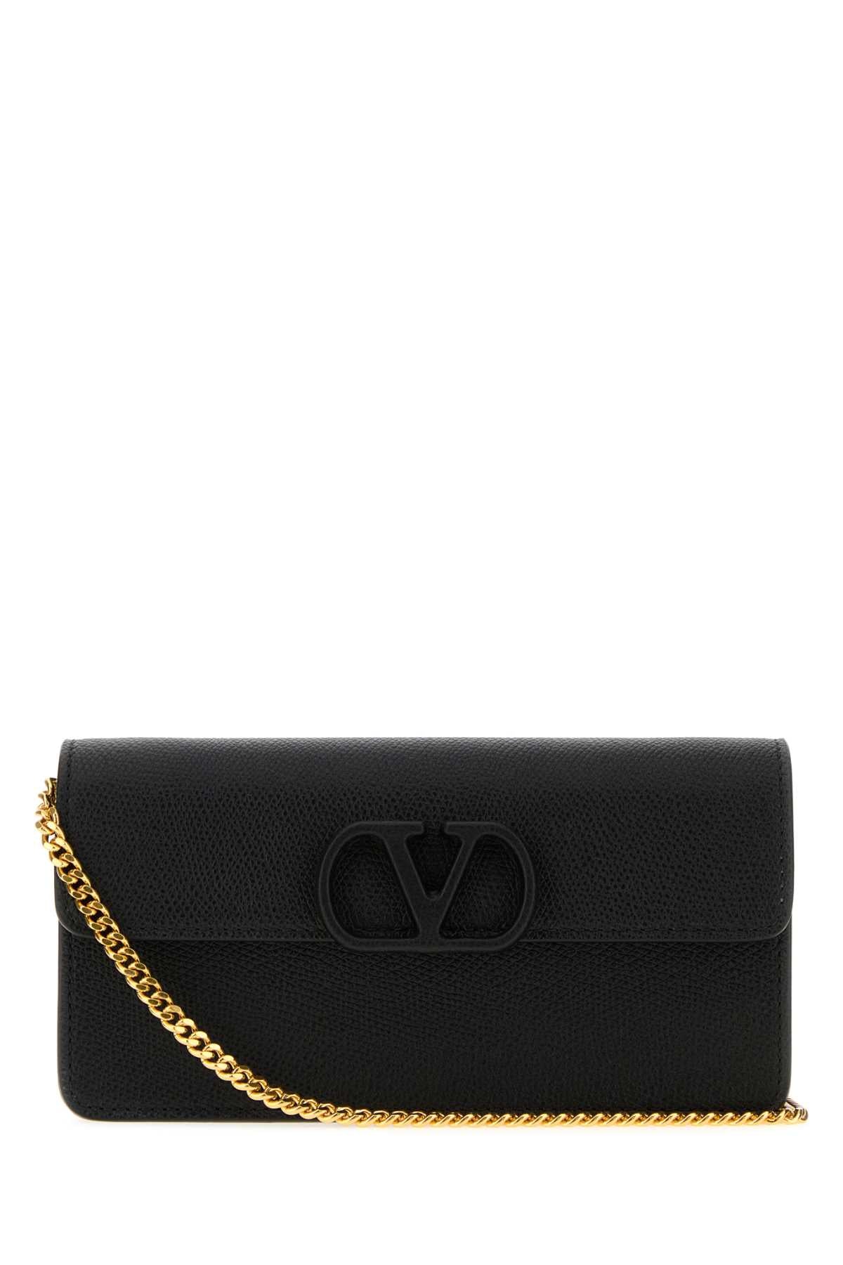 Valentino Garavani Women Black Leather Vlogo Signature Wallet VALENTINO GARAVANI