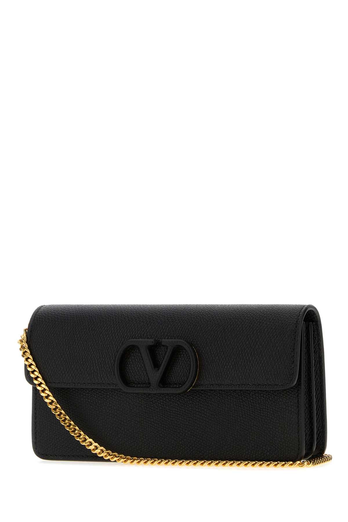 Valentino Garavani Women Black Leather Vlogo Signature Wallet VALENTINO GARAVANI