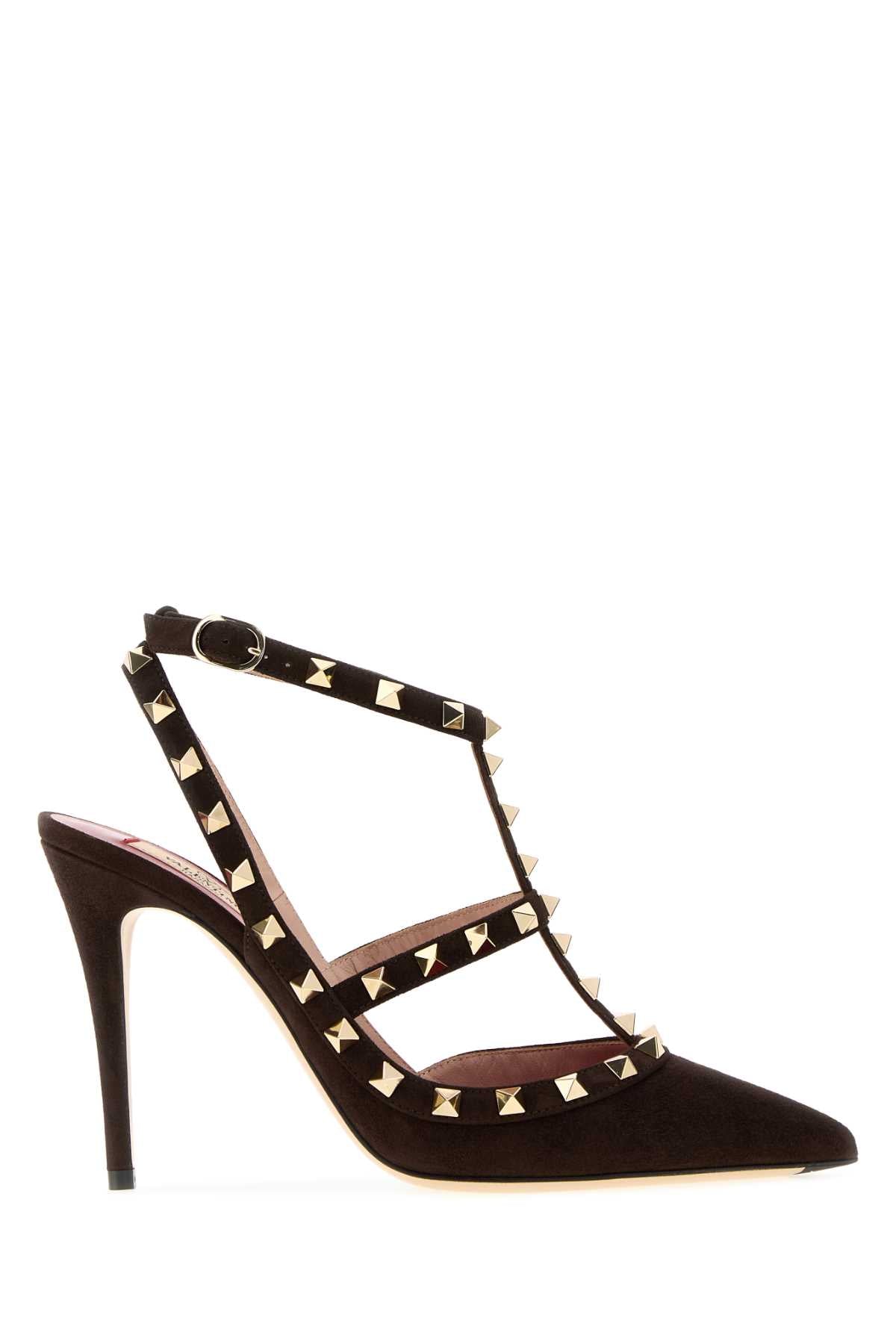 Valentino Garavani Women Browns Suede Rockstud Pumps VALENTINO GARAVANI