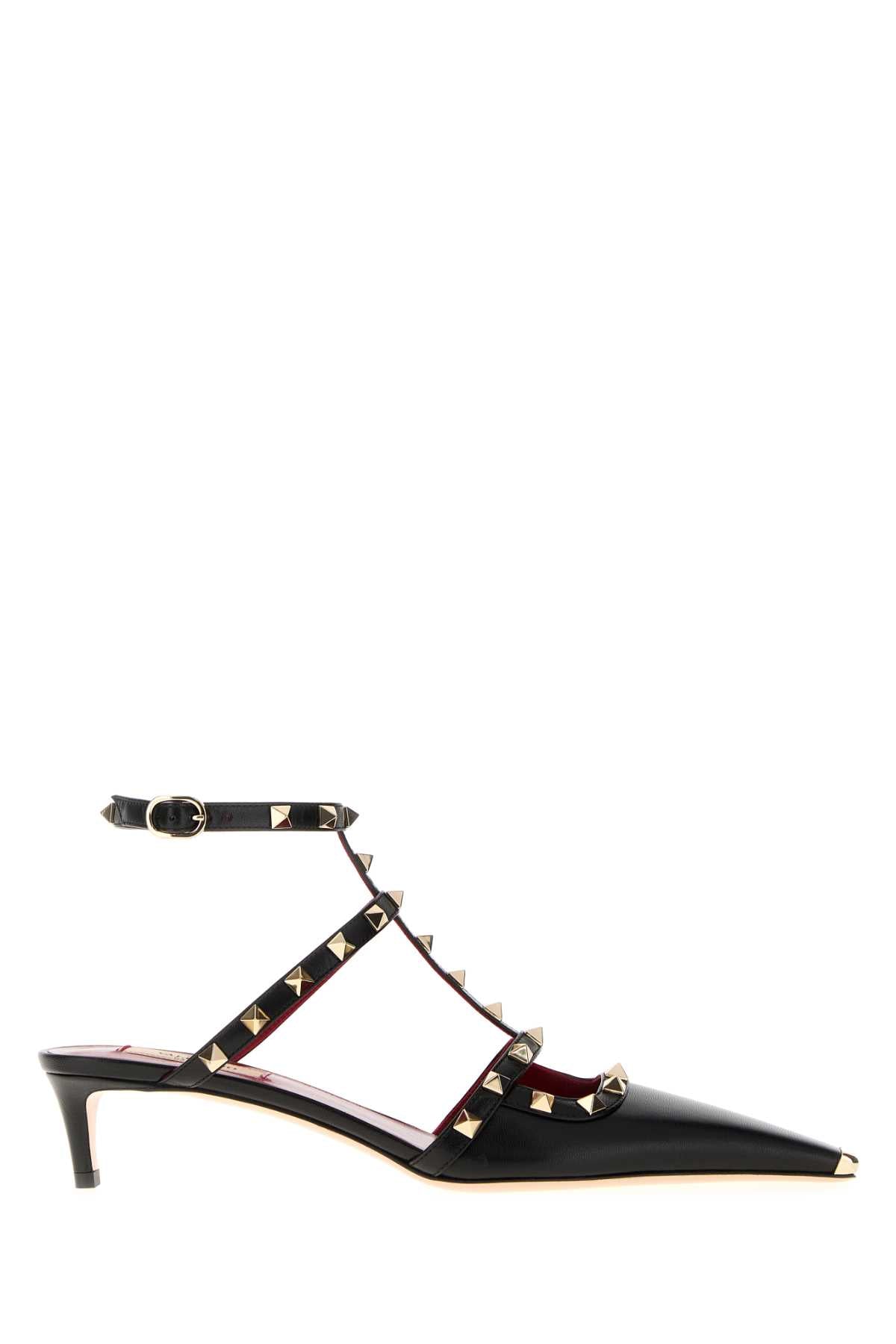 Valentino Garavani Women Black Leather Rockstuds Pumps VALENTINO GARAVANI