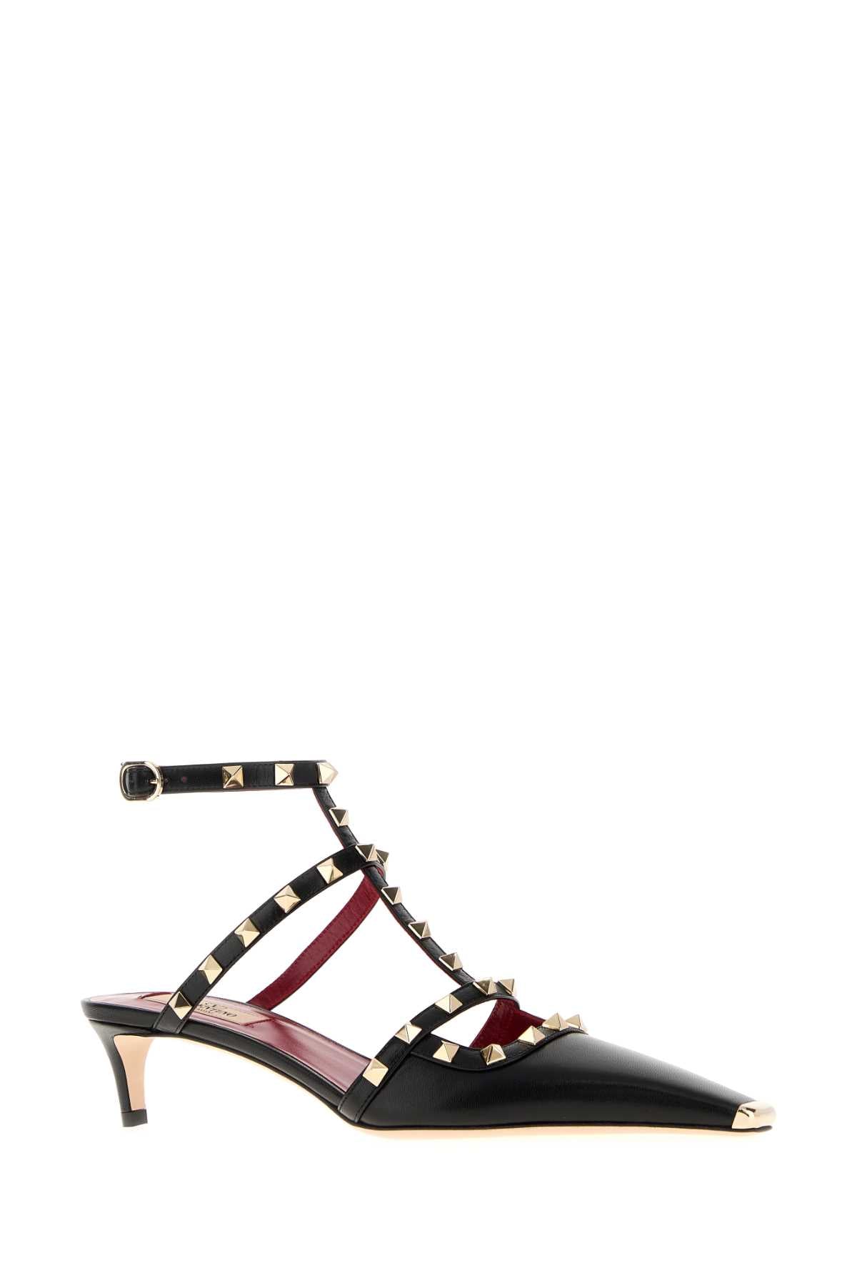 Valentino Garavani Women Black Leather Rockstuds Pumps VALENTINO GARAVANI