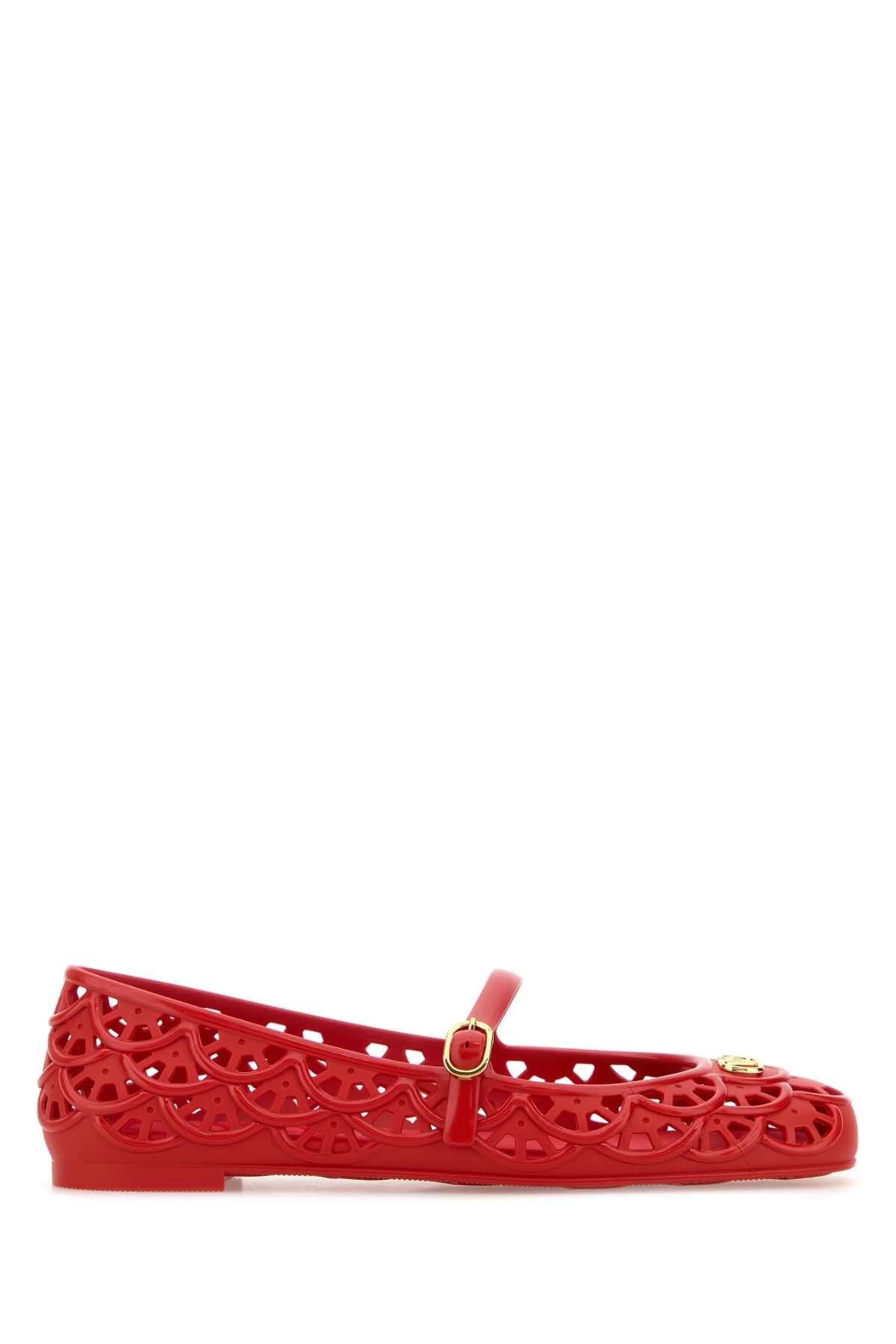 Valentino Garavani Women Red Rubber Vlogo Signature Ballerinas VALENTINO GARAVANI