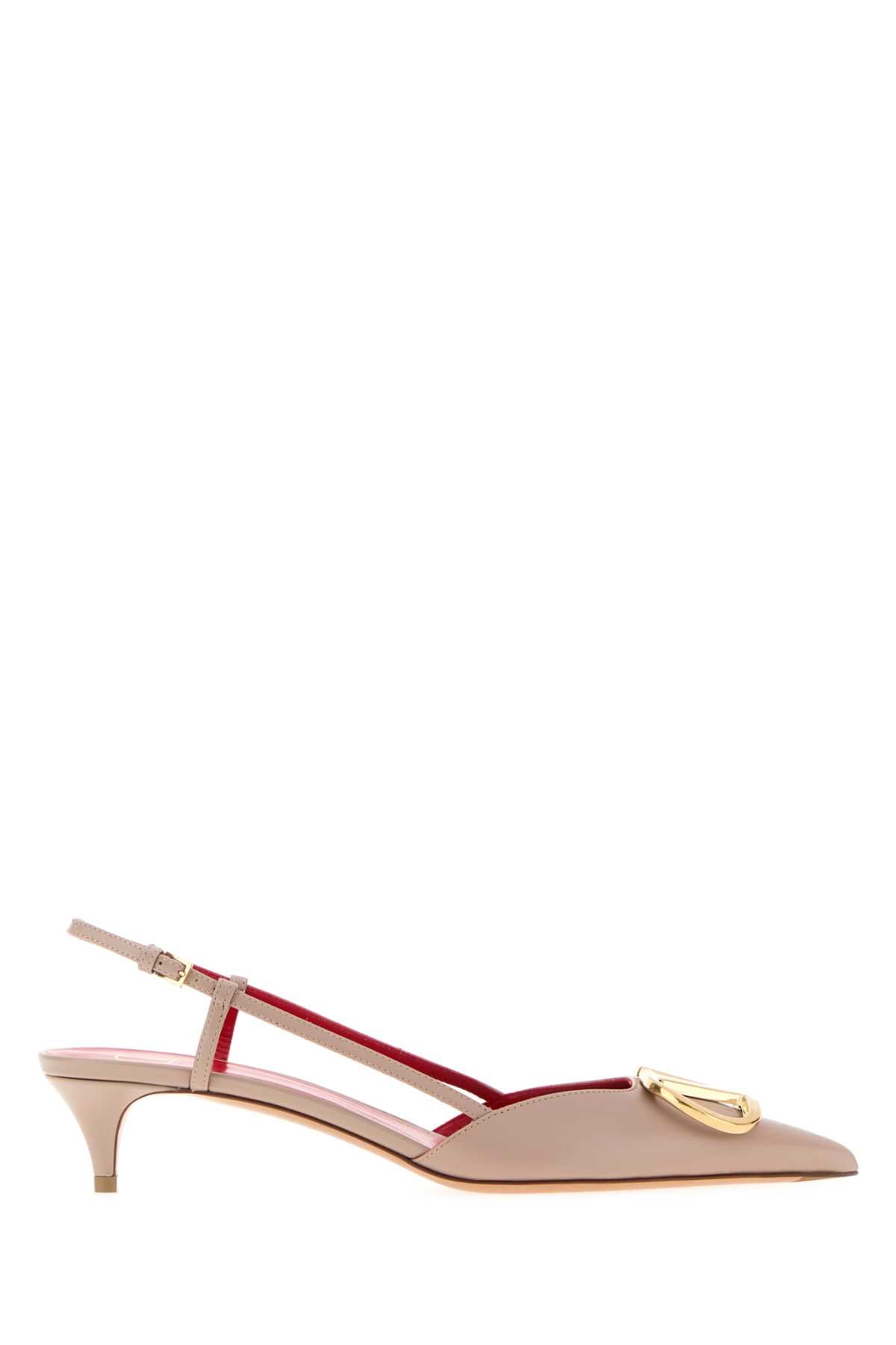 Valentino Garavani Women Antiqued Pink Leather Vlogo Signature Pumps VALENTINO GARAVANI
