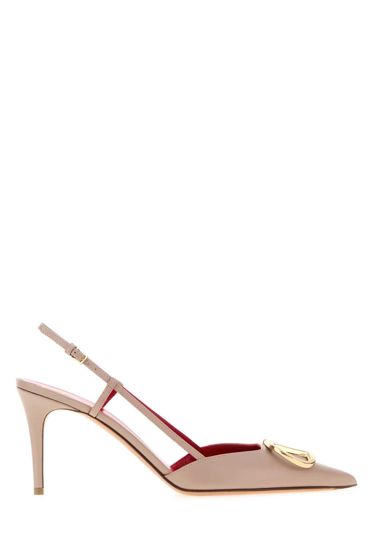 Valentino Garavani Women Antiqued Pink Leather Vlogo Signature Pumps VALENTINO GARAVANI