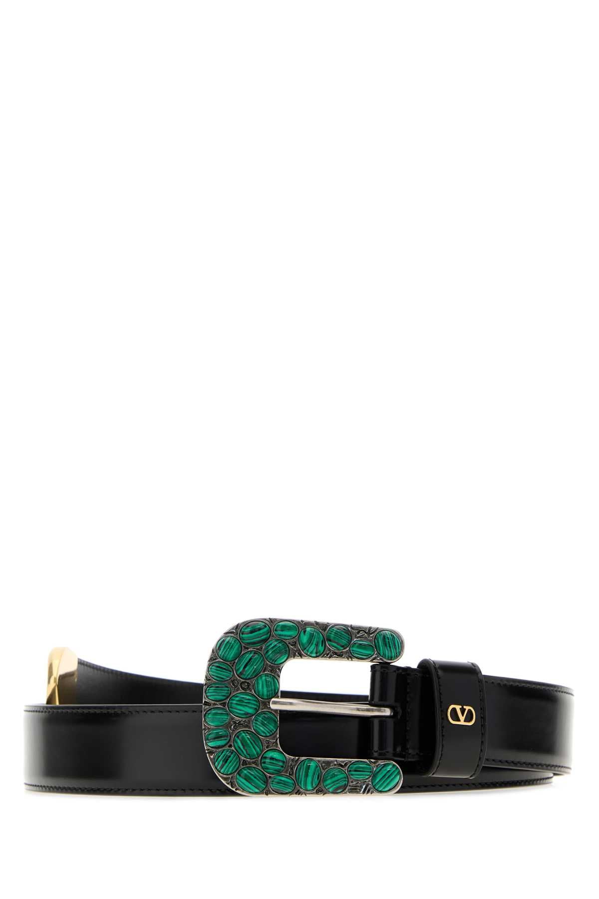 Valentino Garavani Women Black Leather Vlogo Signature Belt