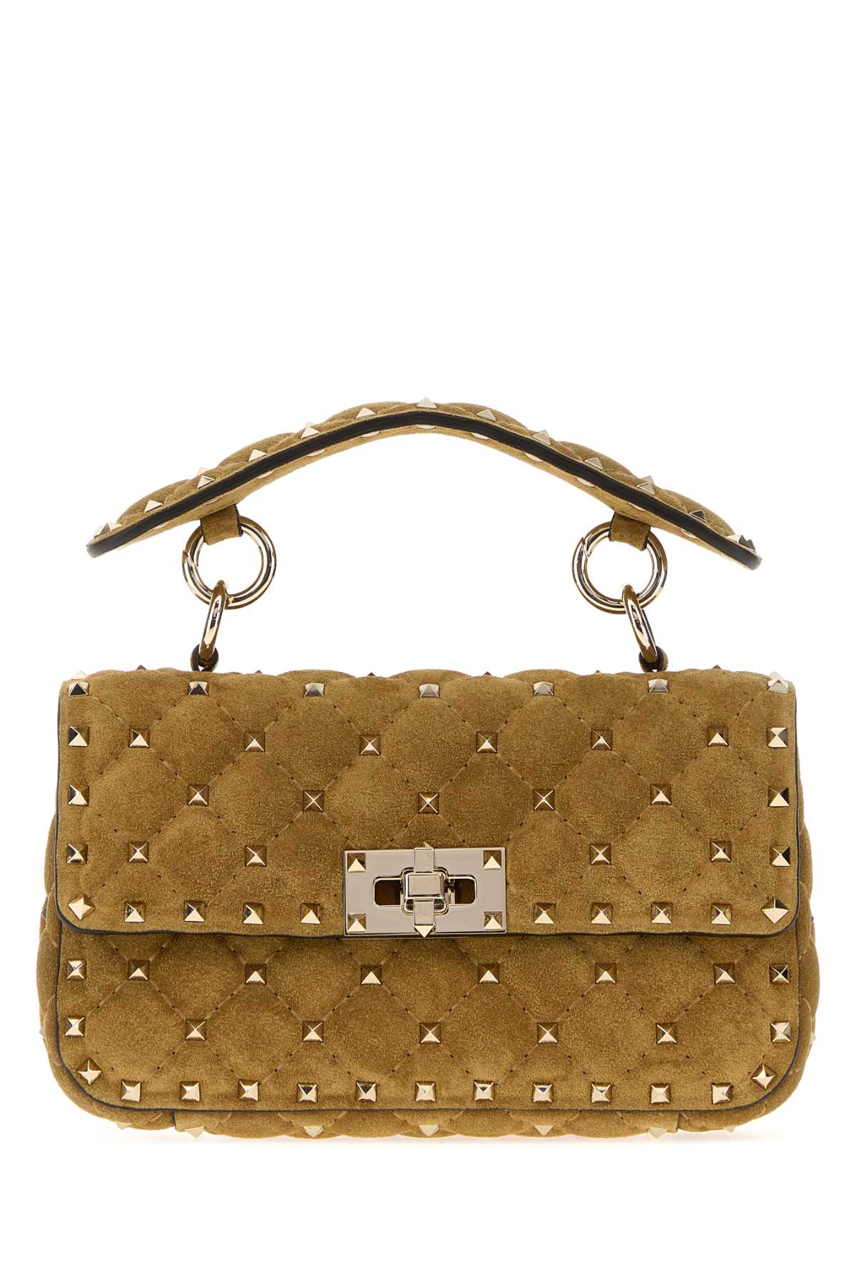 Valentino Garavani Women Beige Suede Rockstud Handbag VALENTINO GARAVANI