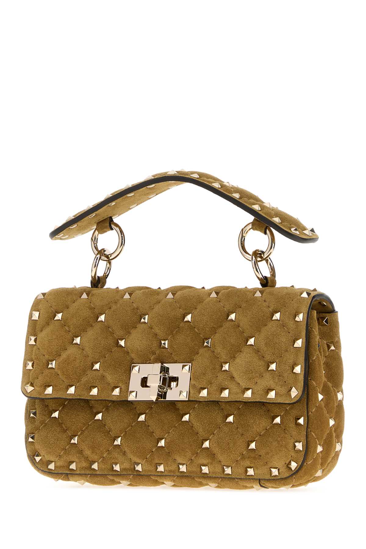 Valentino Garavani Women Beige Suede Rockstud Handbag VALENTINO GARAVANI