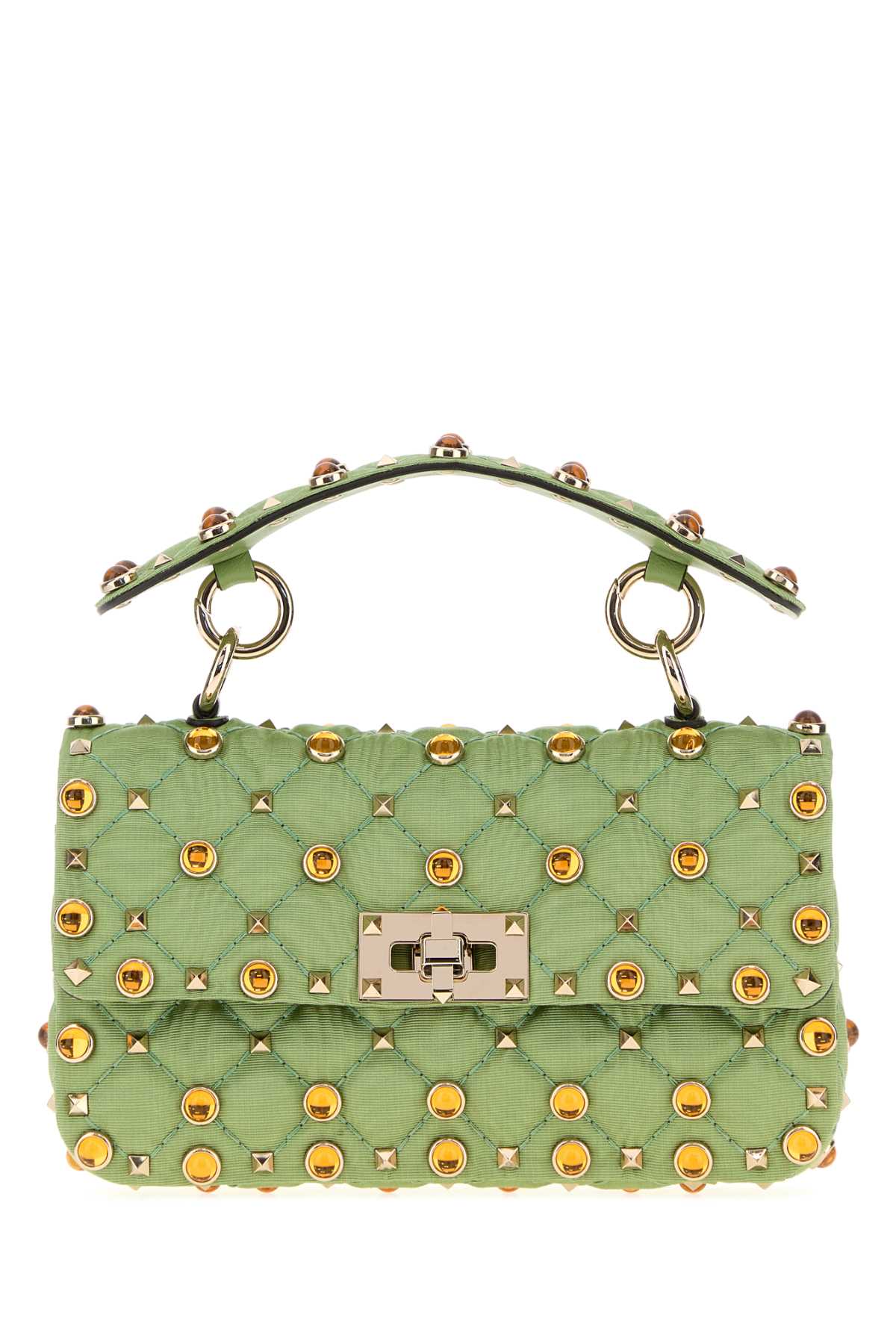 Valentino Garavani Women Green Fabric Rockstud Handbag VALENTINO GARAVANI