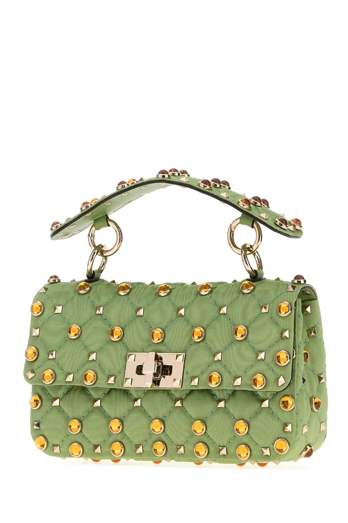 Valentino Garavani Women Green Fabric Rockstud Handbag VALENTINO GARAVANI