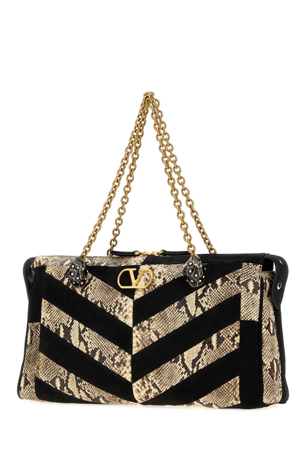 Valentino Garavani Women Multicolor Leather And Suede Medium Vlogo Signature Shopping Bag VALENTINO GARAVANI