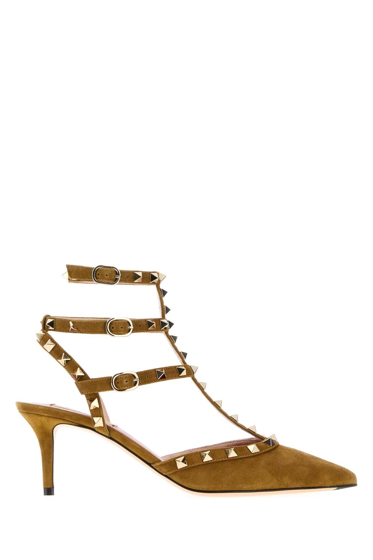 Valentino Garavani Women Beige Suede Rockstud Pumps VALENTINO GARAVANI