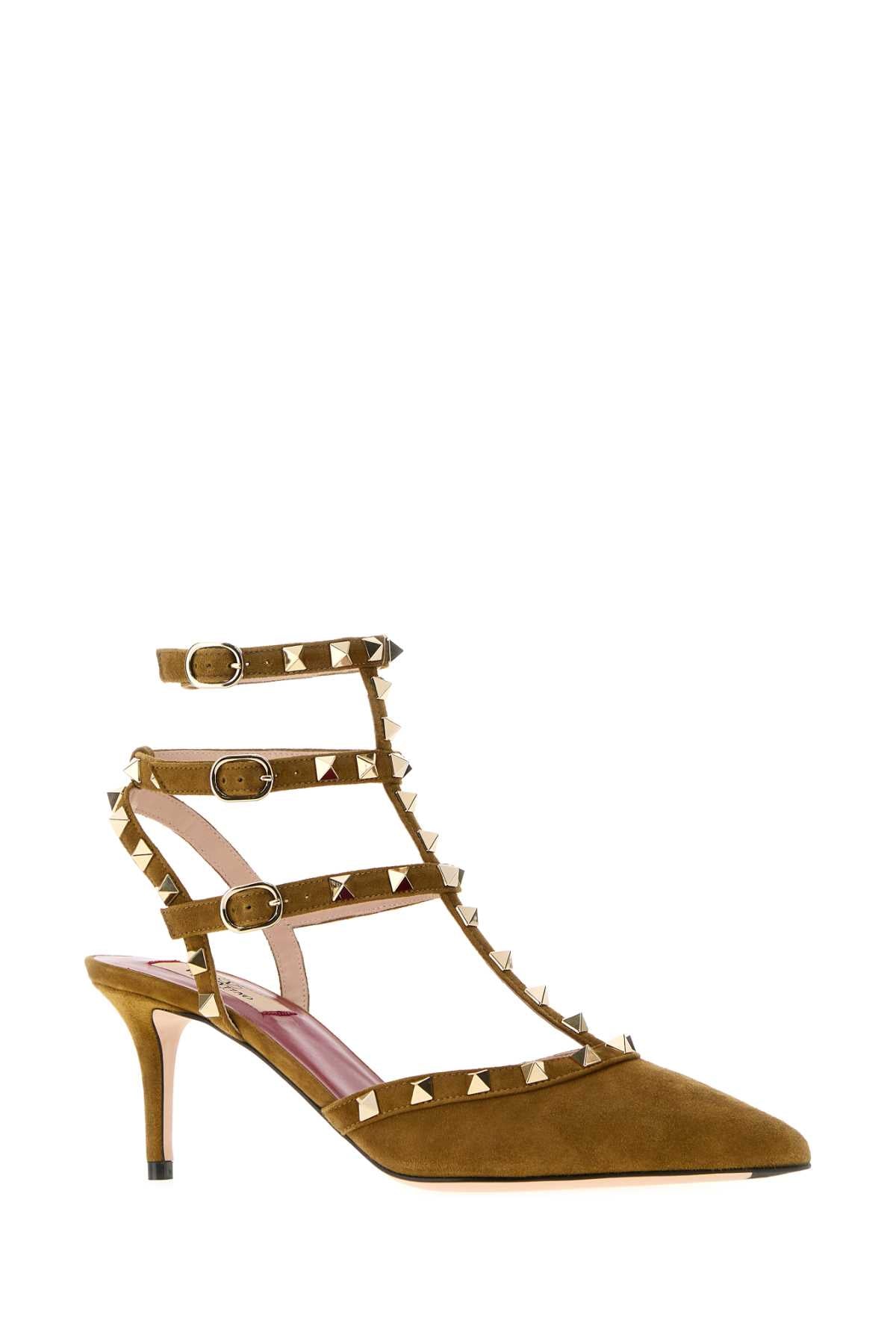 Valentino Garavani Women Beige Suede Rockstud Pumps VALENTINO GARAVANI