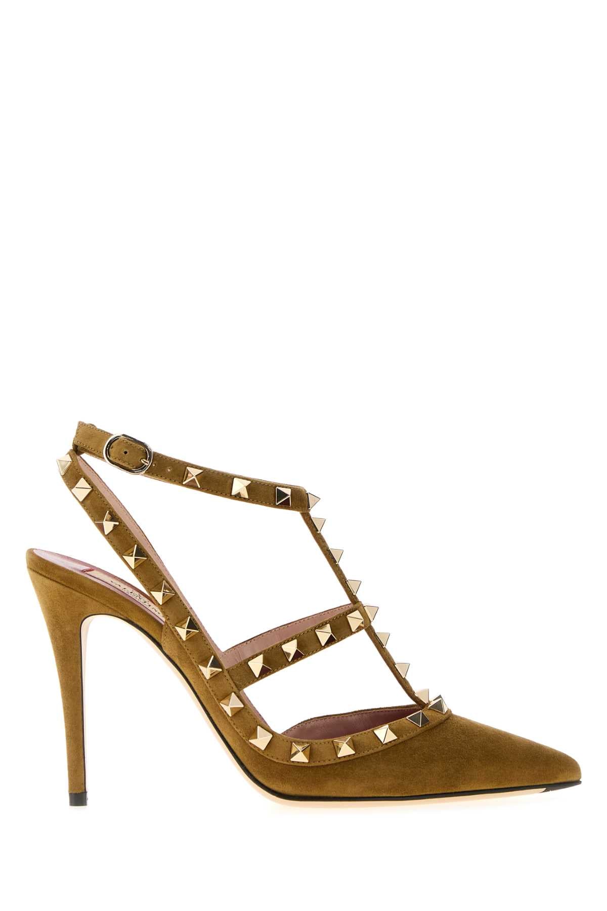 Valentino Garavani Women Beige Suede Rockstud Pumps VALENTINO GARAVANI