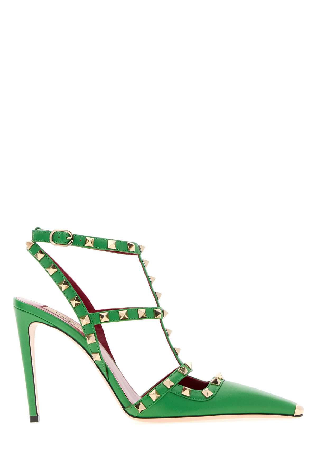Valentino Garavani Women Grass Green Leather Rockstud Pumps VALENTINO GARAVANI