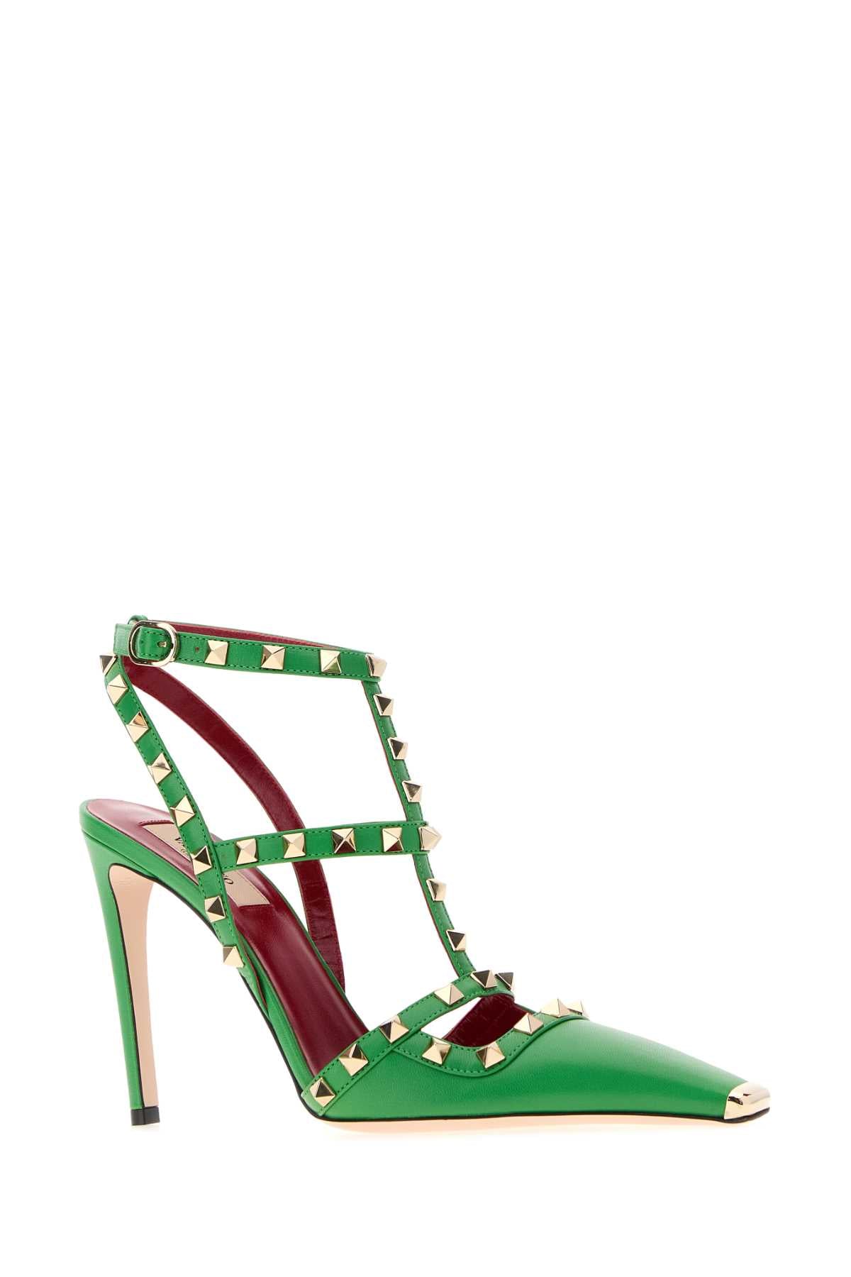 Valentino Garavani Women Grass Green Leather Rockstud Pumps VALENTINO GARAVANI