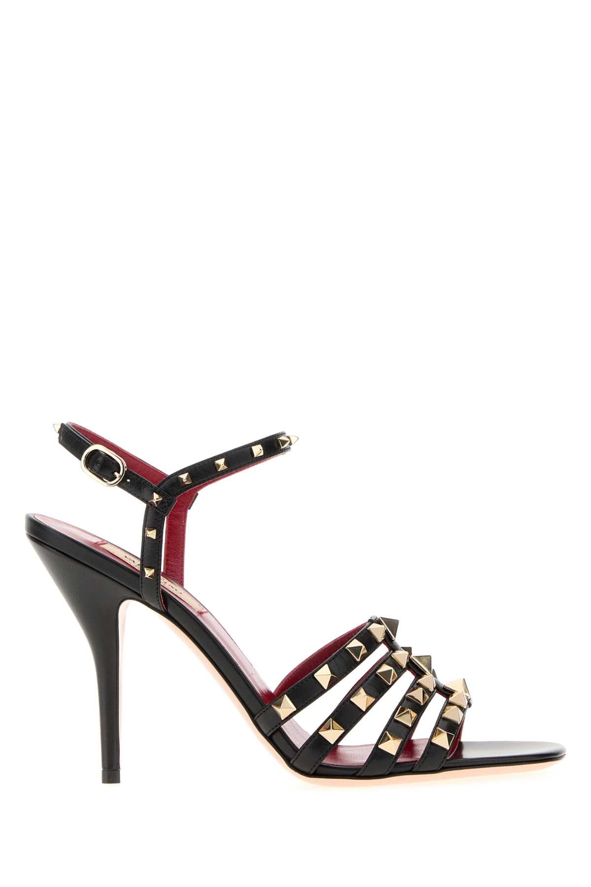 Valentino Garavani Women Black Leather Rockstud Sandals VALENTINO GARAVANI