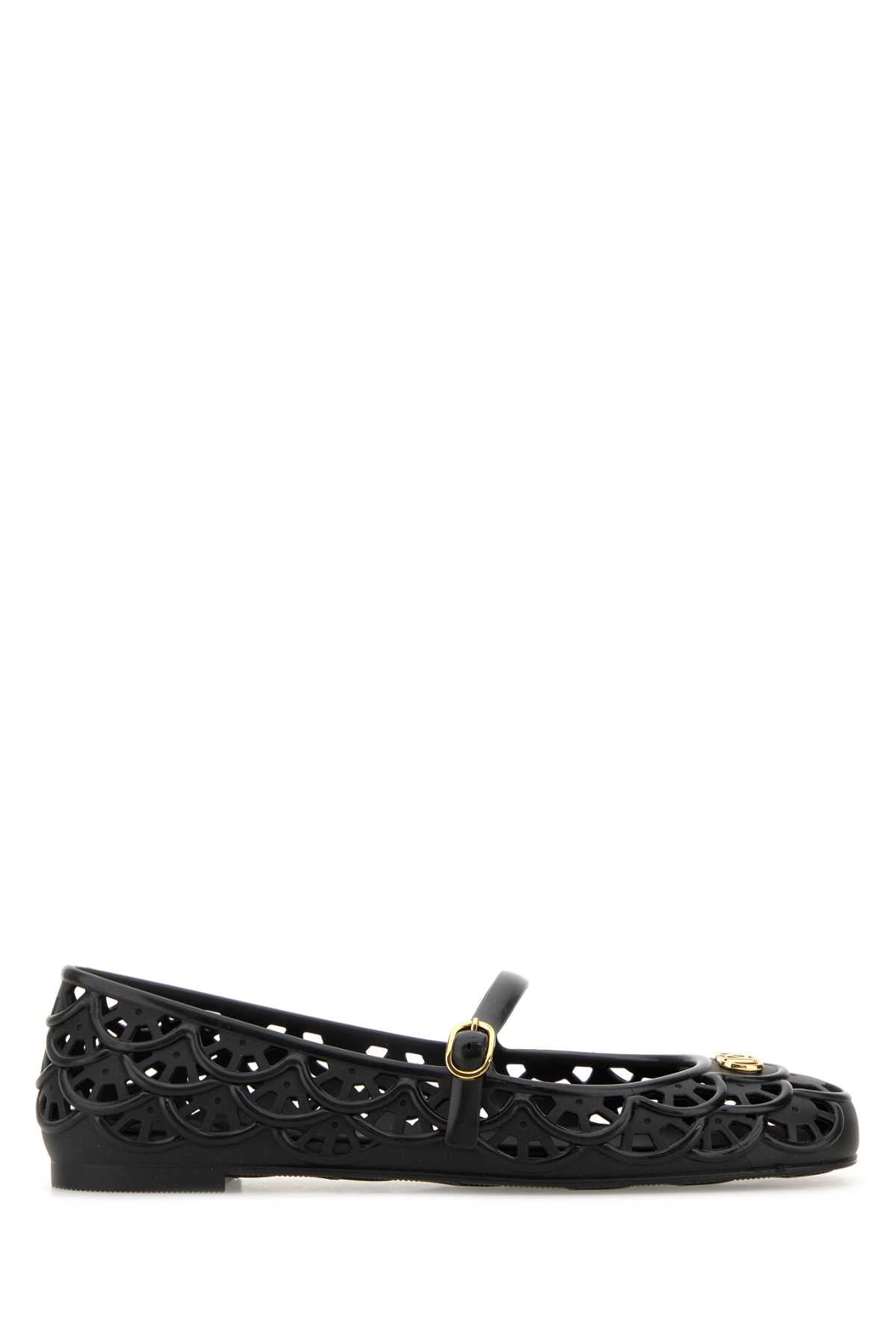 Valentino Garavani Women Black Rubber Vlogo Signature Ballerinas VALENTINO GARAVANI
