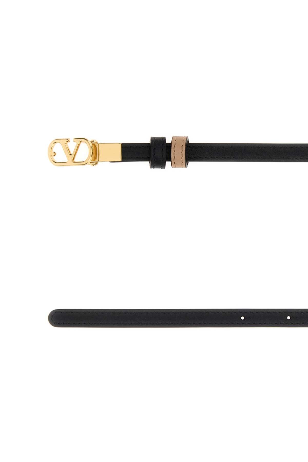 Valentino Garavani Women Black Leather Reversible Belt VALENTINO GARAVANI