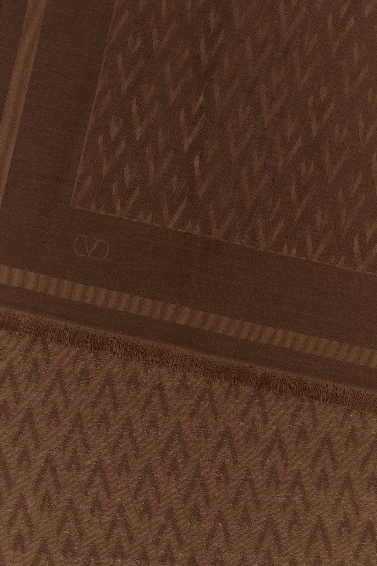 Valentino Garavani Women Brown Silk Blend Toute La V Scarf