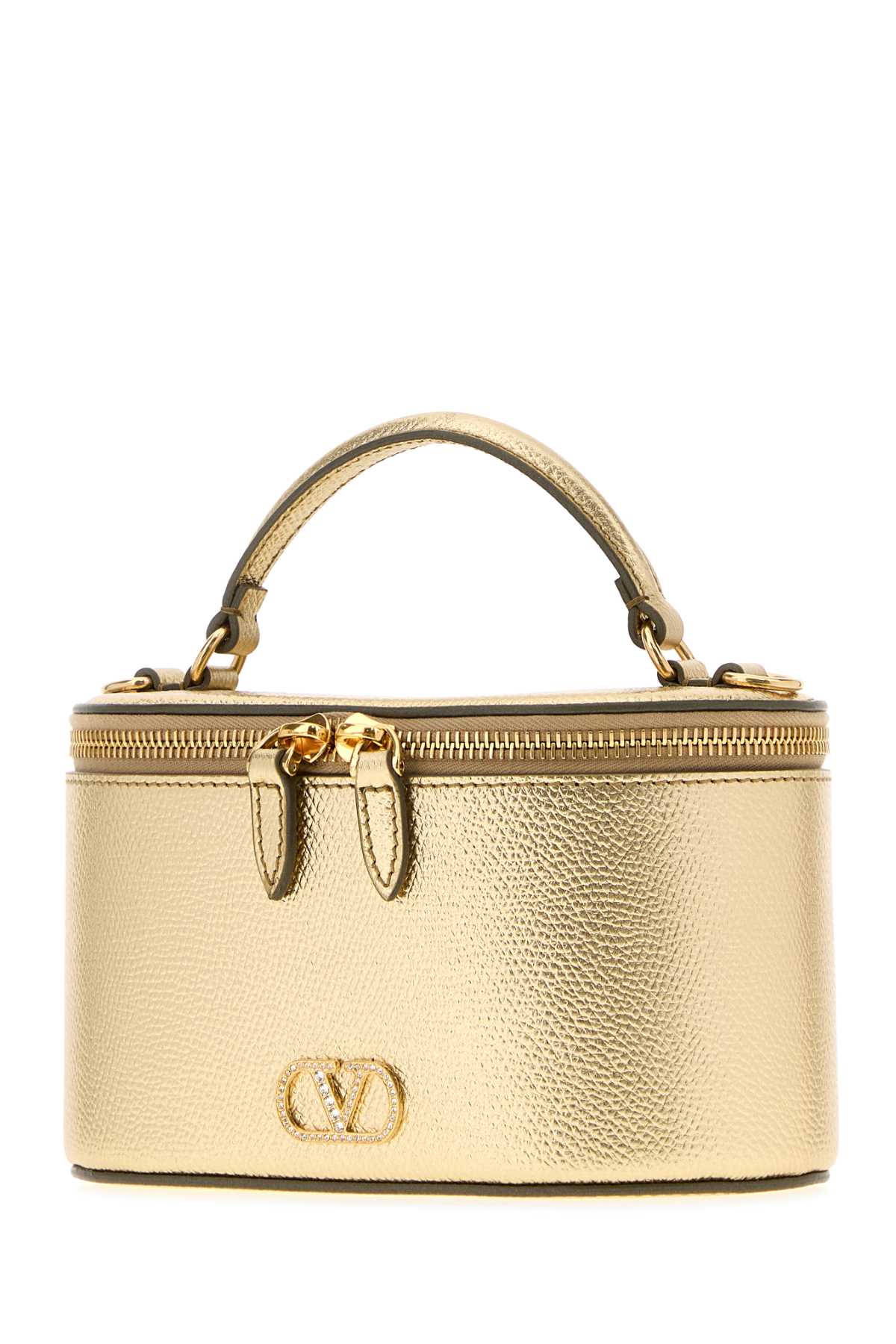 Valentino Garavani Women Gold Leather Vlogo Signature Handbag VALENTINO GARAVANI