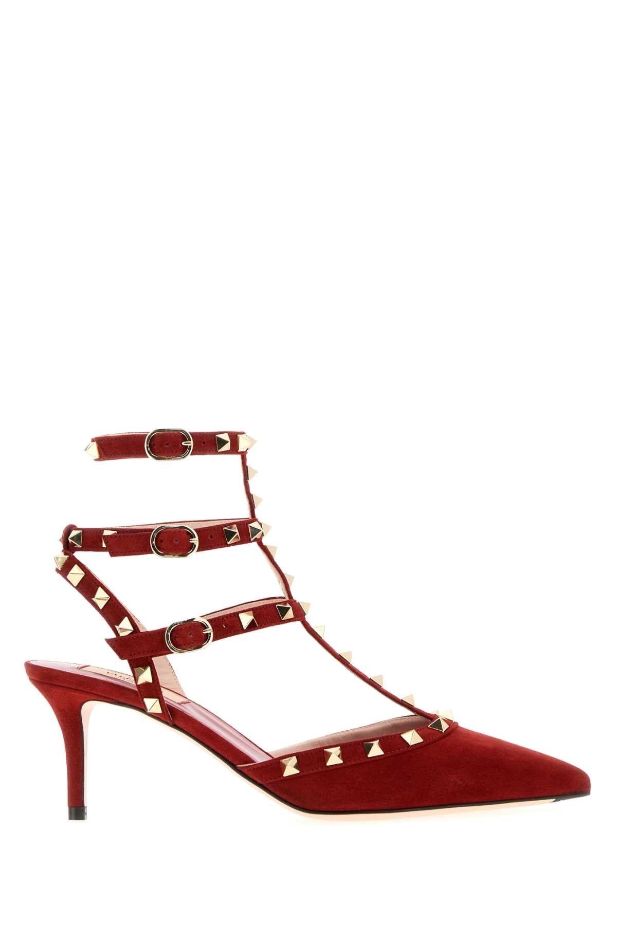 Valentino Garavani Women Red Suede Rockstud Pumps VALENTINO GARAVANI