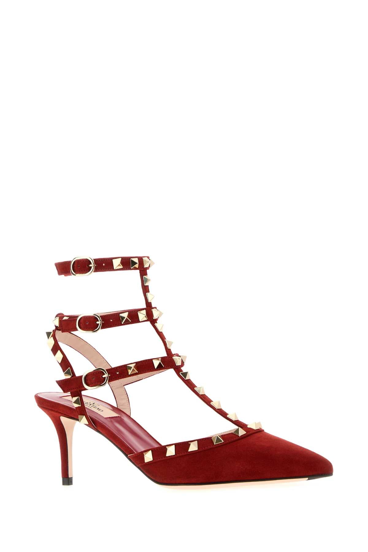 Valentino Garavani Women Red Suede Rockstud Pumps VALENTINO GARAVANI