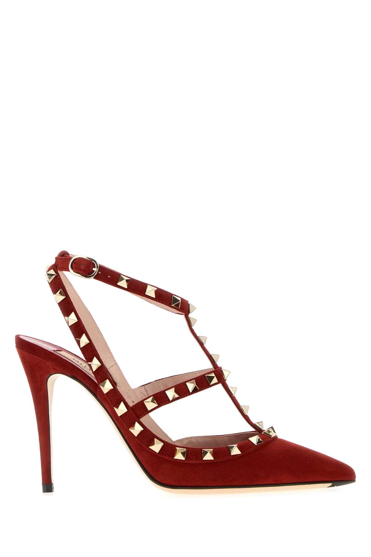 Valentino Garavani Women Red Suede Rockstud Pumps VALENTINO GARAVANI
