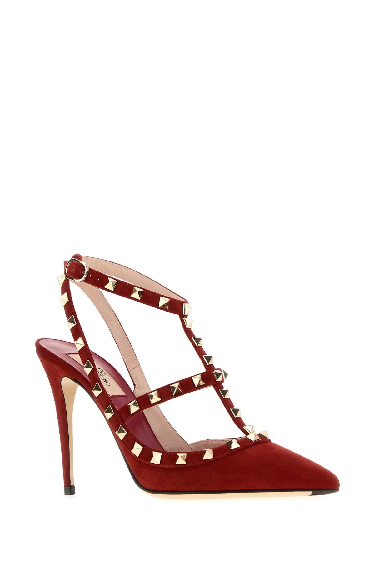 Valentino Garavani Women Red Suede Rockstud Pumps VALENTINO GARAVANI