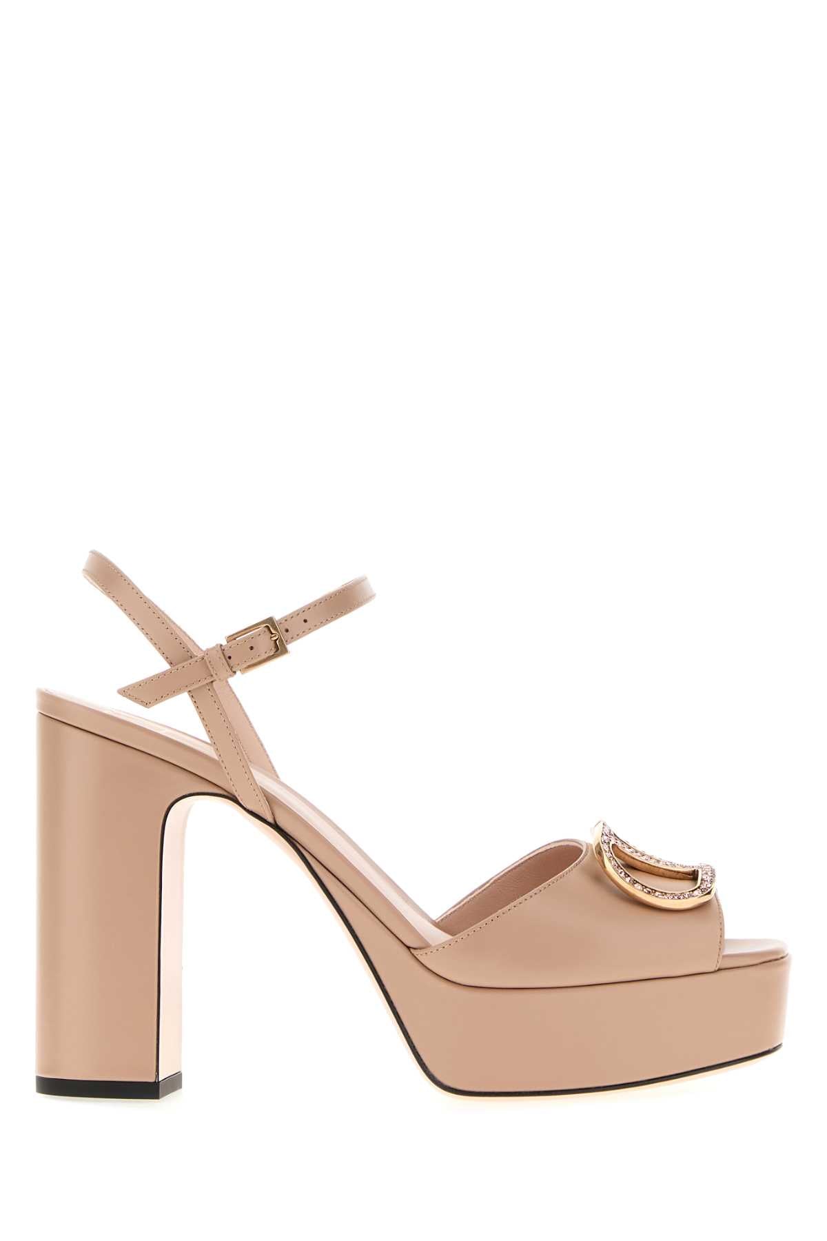 Valentino Garavani Women Powder Pink Leather Vlogo Signature Sandals VALENTINO GARAVANI