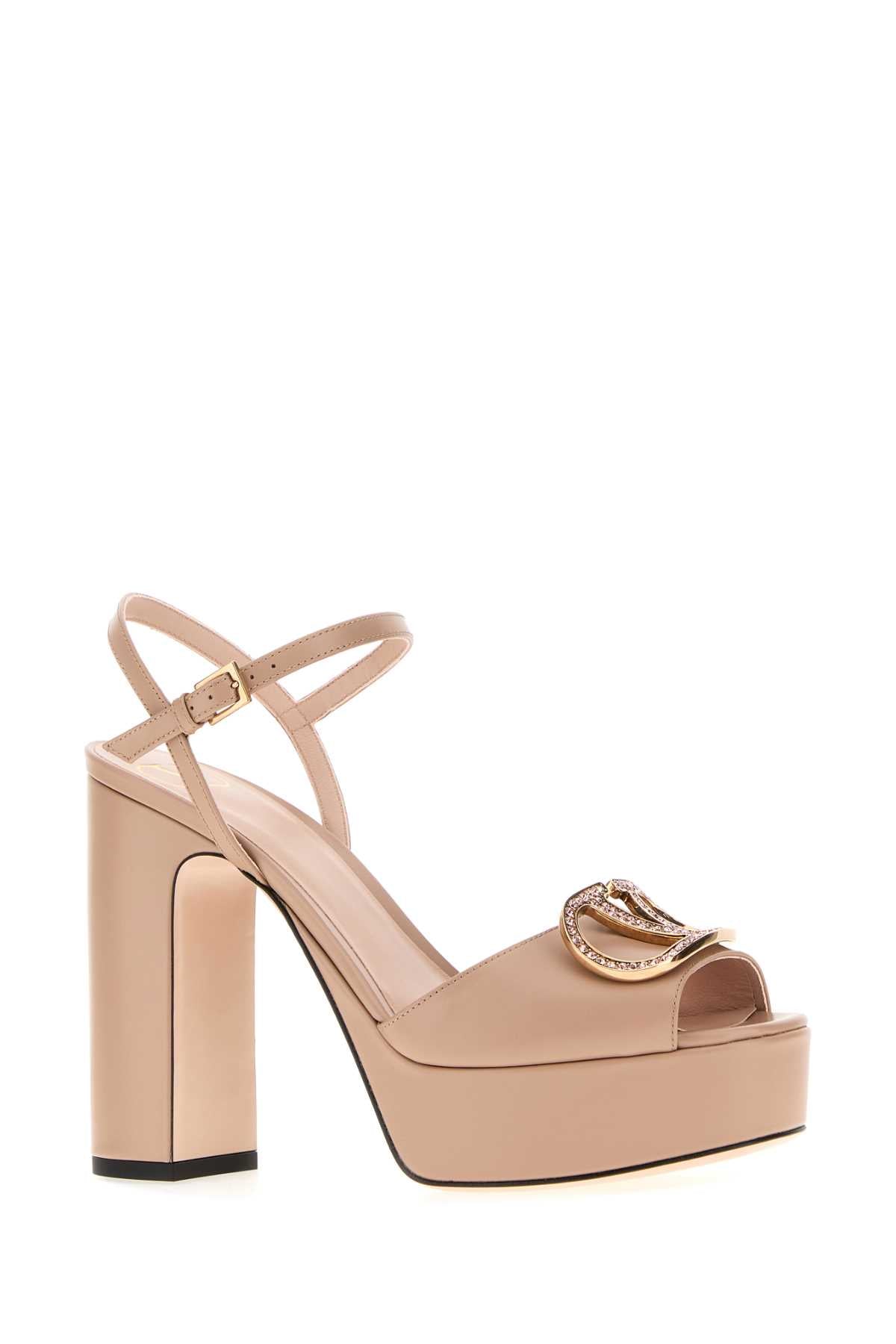 Valentino Garavani Women Powder Pink Leather Vlogo Signature Sandals VALENTINO GARAVANI