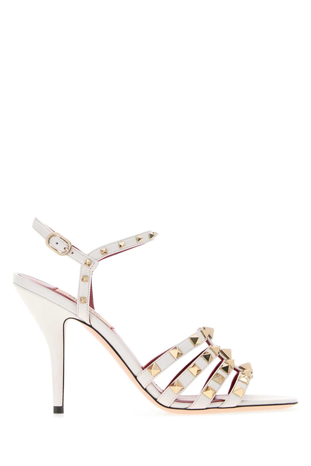 Valentino Garavani Women White Leather Rockstud Sandals VALENTINO GARAVANI