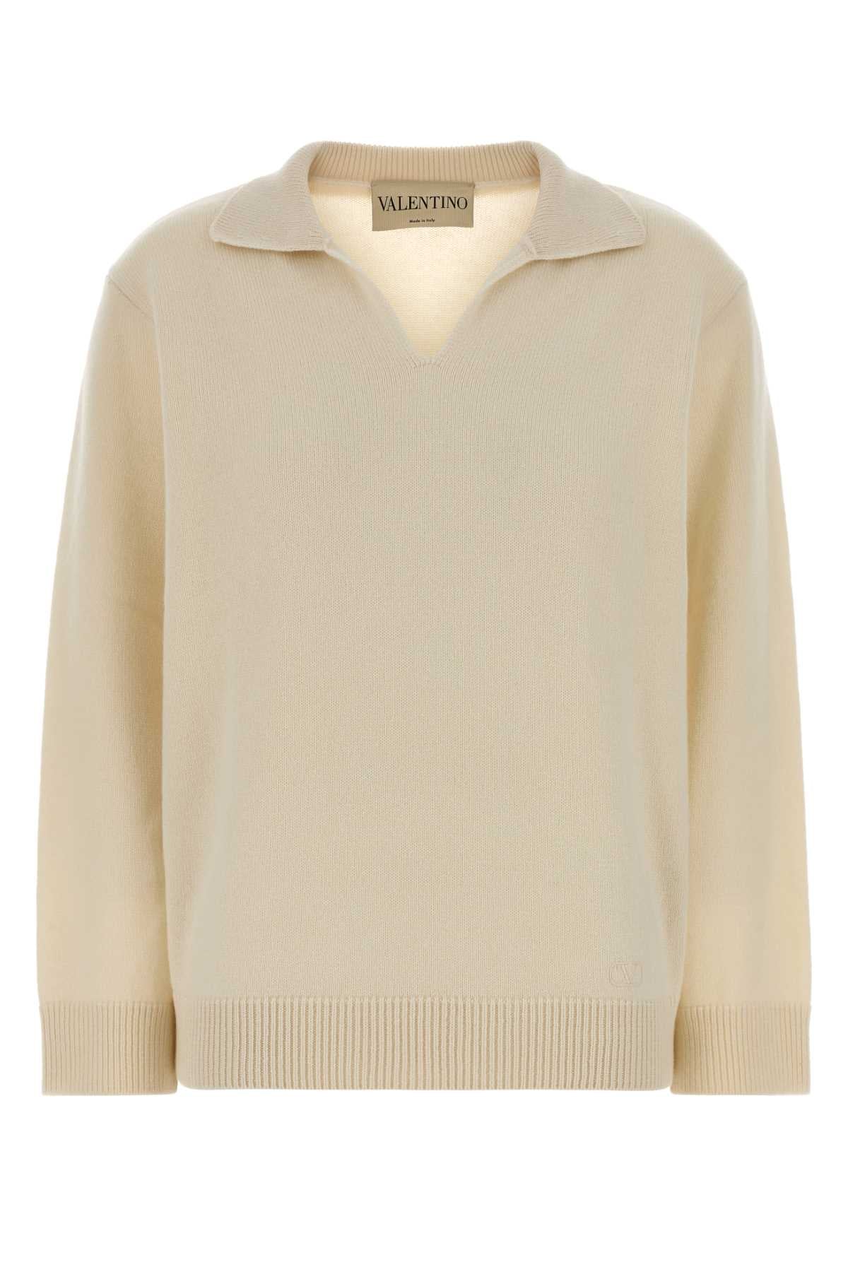 Valentino Garavani Women Ivory Cashmere Polo Shirt VALENTINO GARAVANI