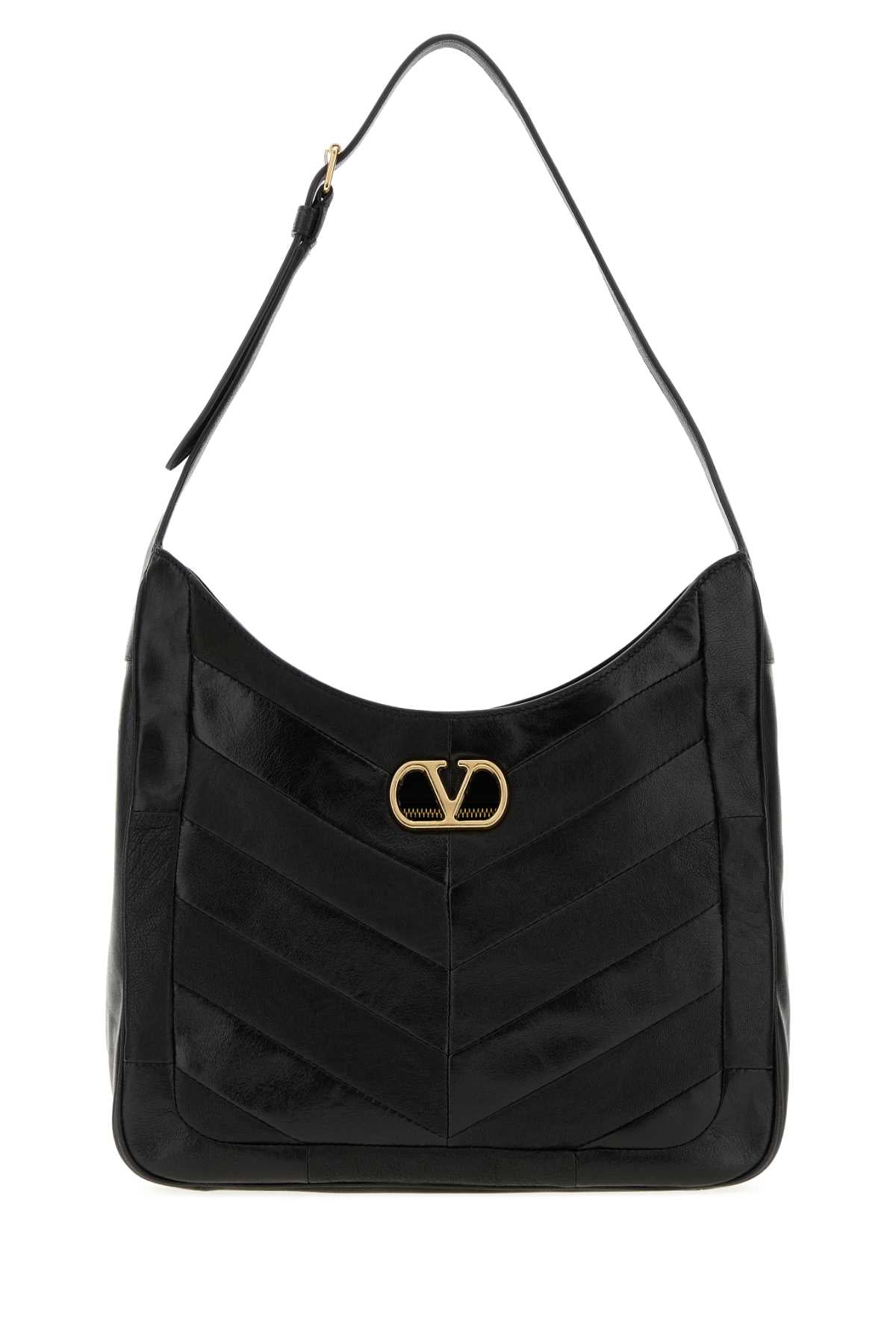 Valentino Garavani Women Black Leather Vlogo Signature Shoulder Bag VALENTINO GARAVANI